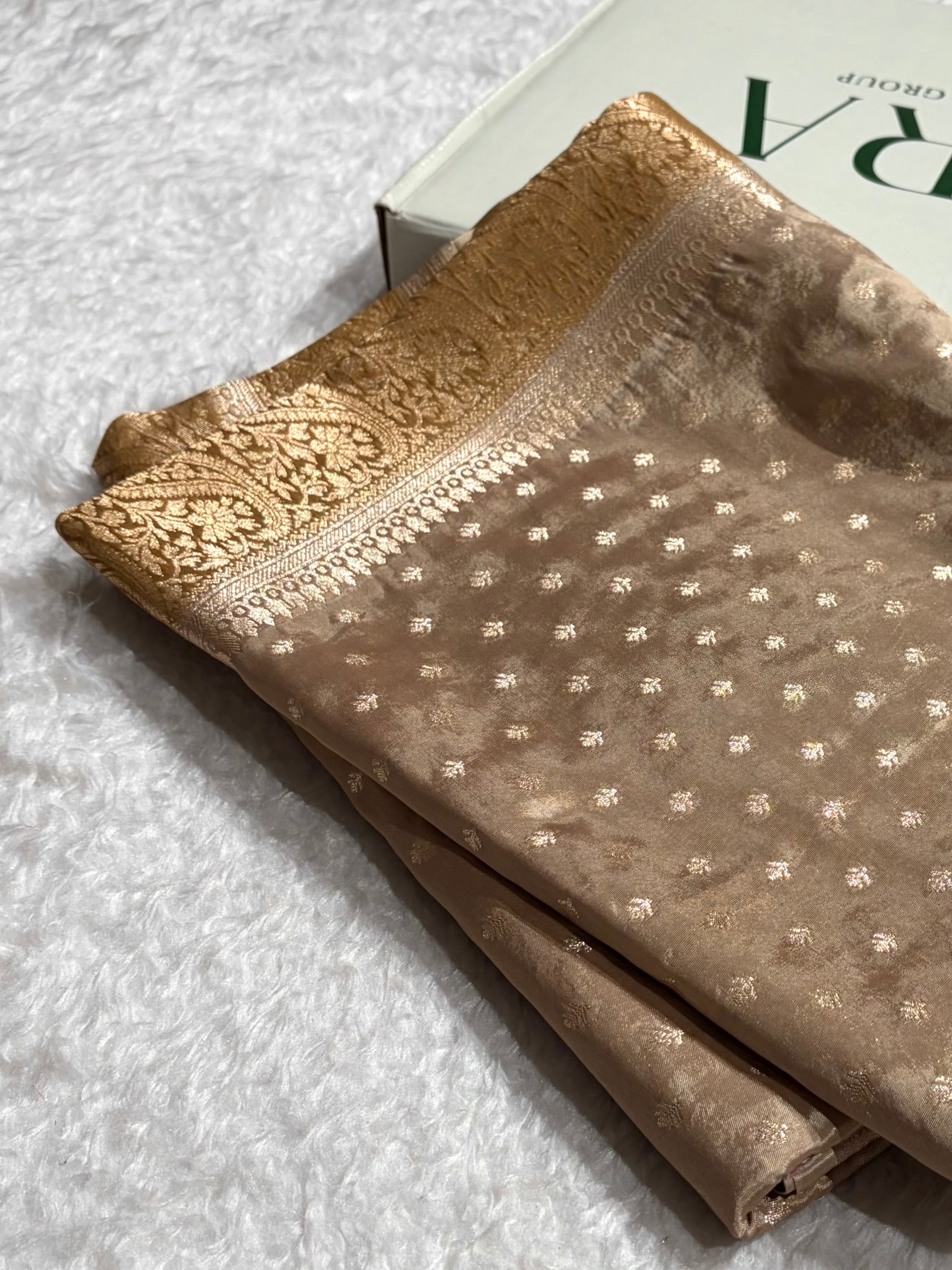 Tusser Shades With Contrast Border Crepe Silky Katan Banarasi Saree CSK-05