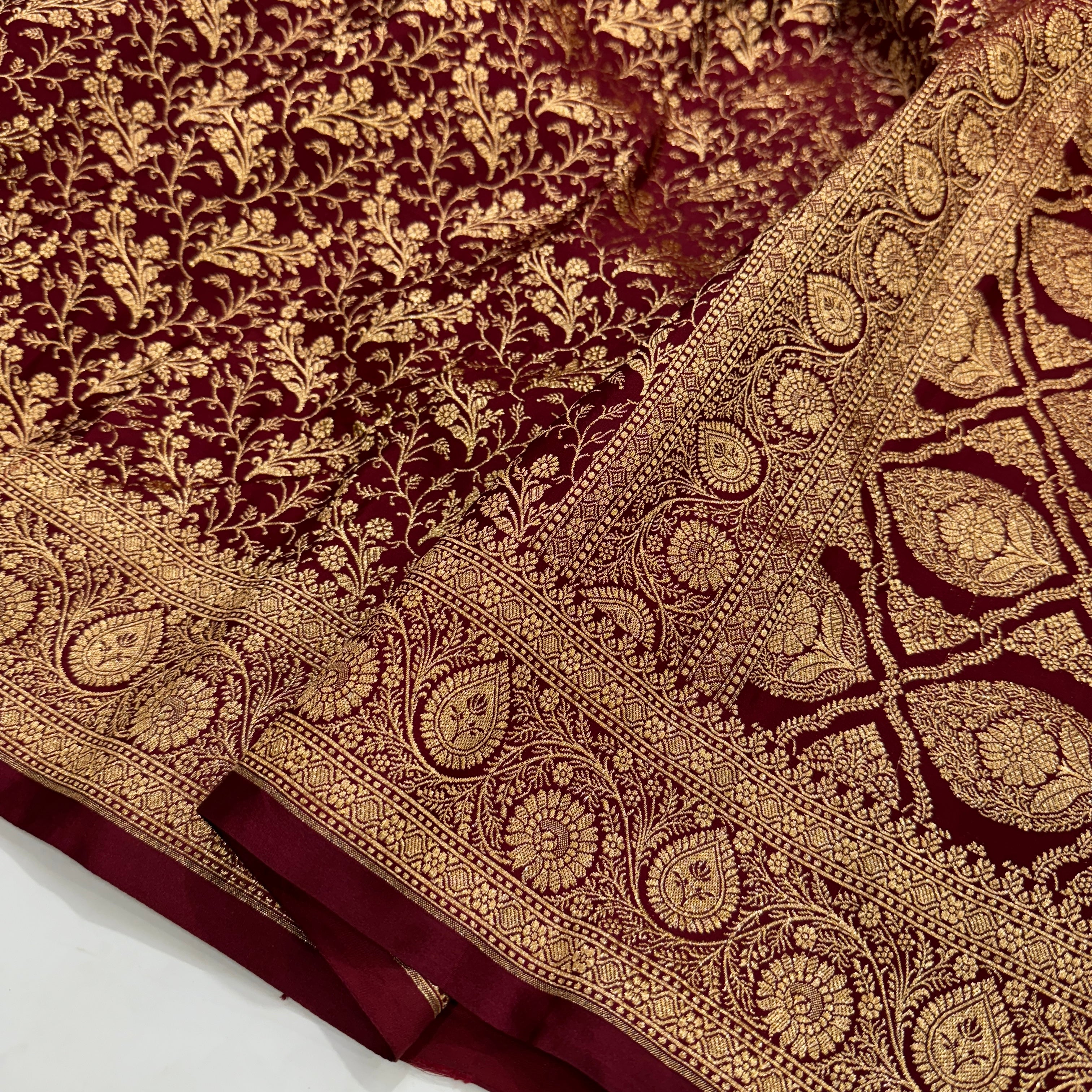 Beautiful Mahroon Brocade Soft Katan Silk Saree SKB-02