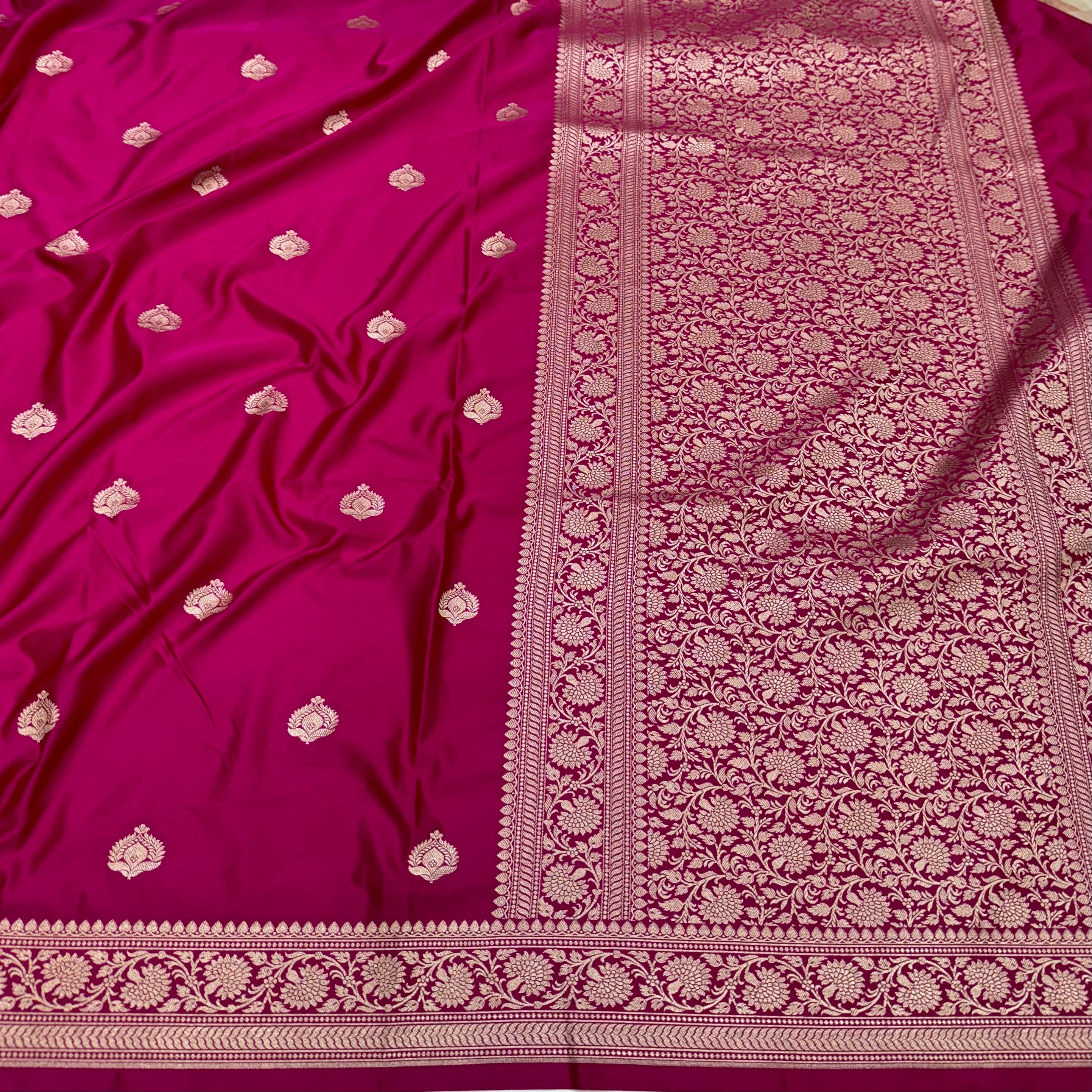 Ruby Pink Boota Mashru Silk Saree