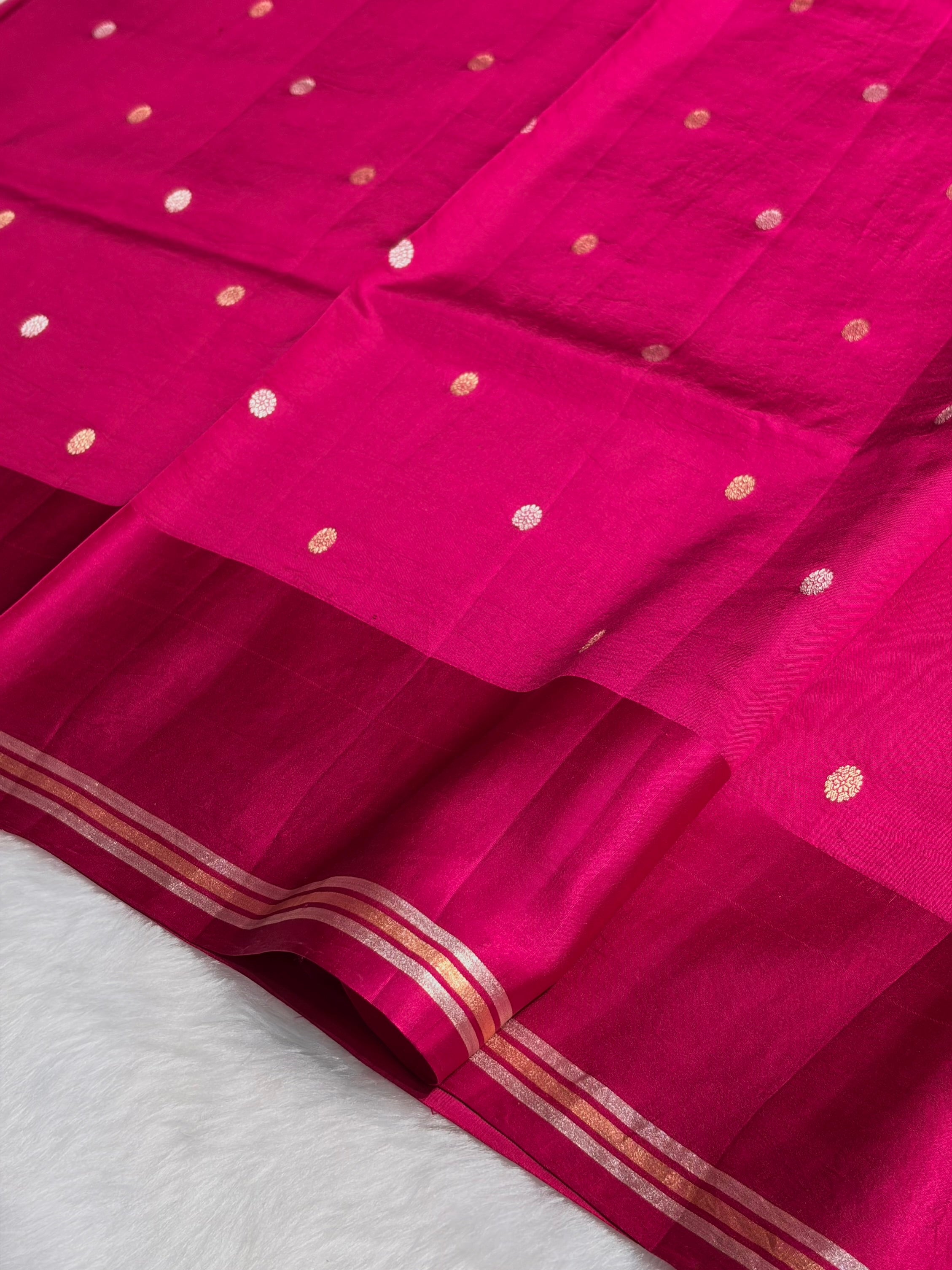 Rani Shades Meena Boota Handwoven Pure Katan Raw Mango Silk RM-01