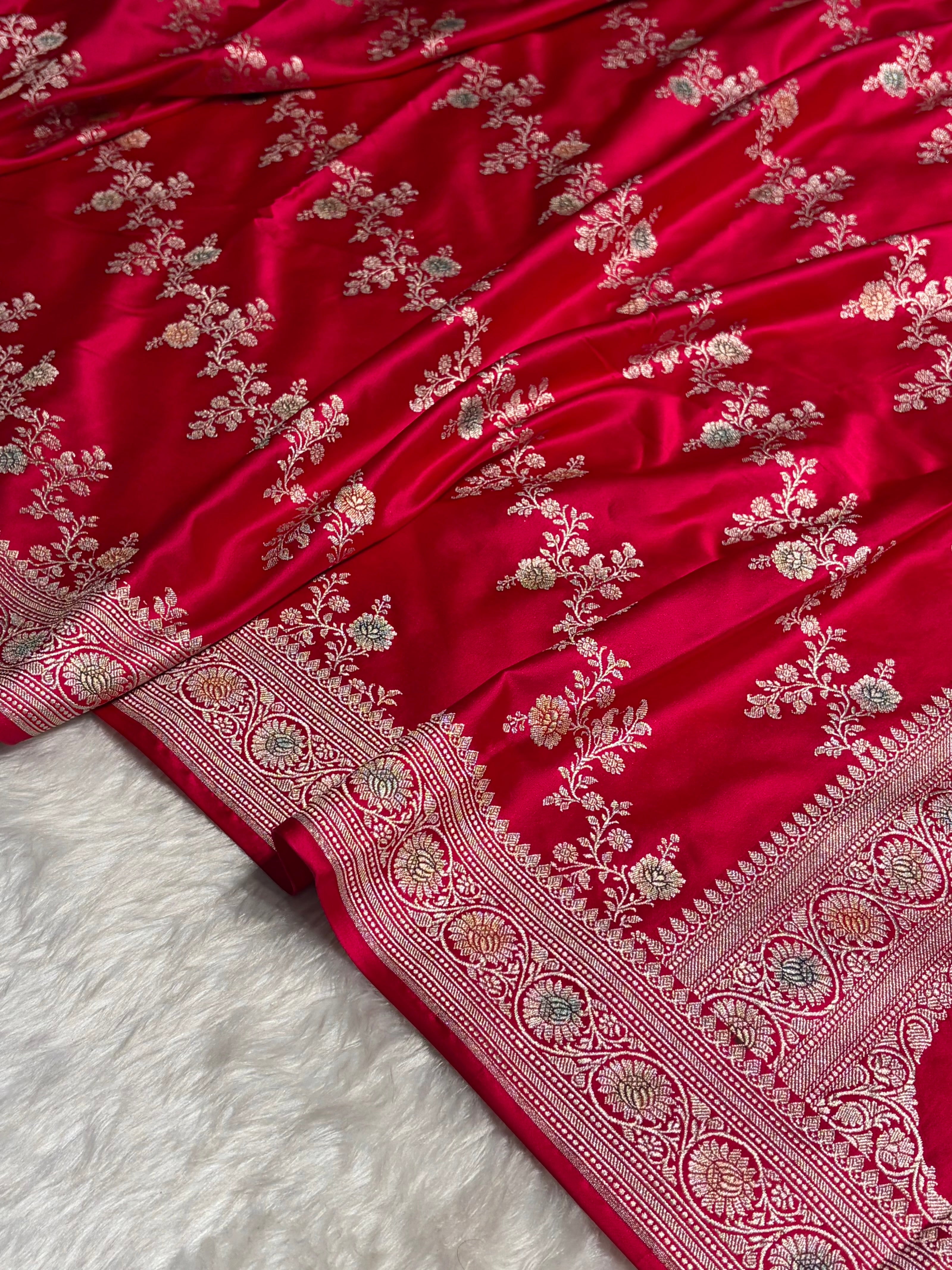 Dark Pink Minakari Banarasi Cross Mashru Silk Saree MS01