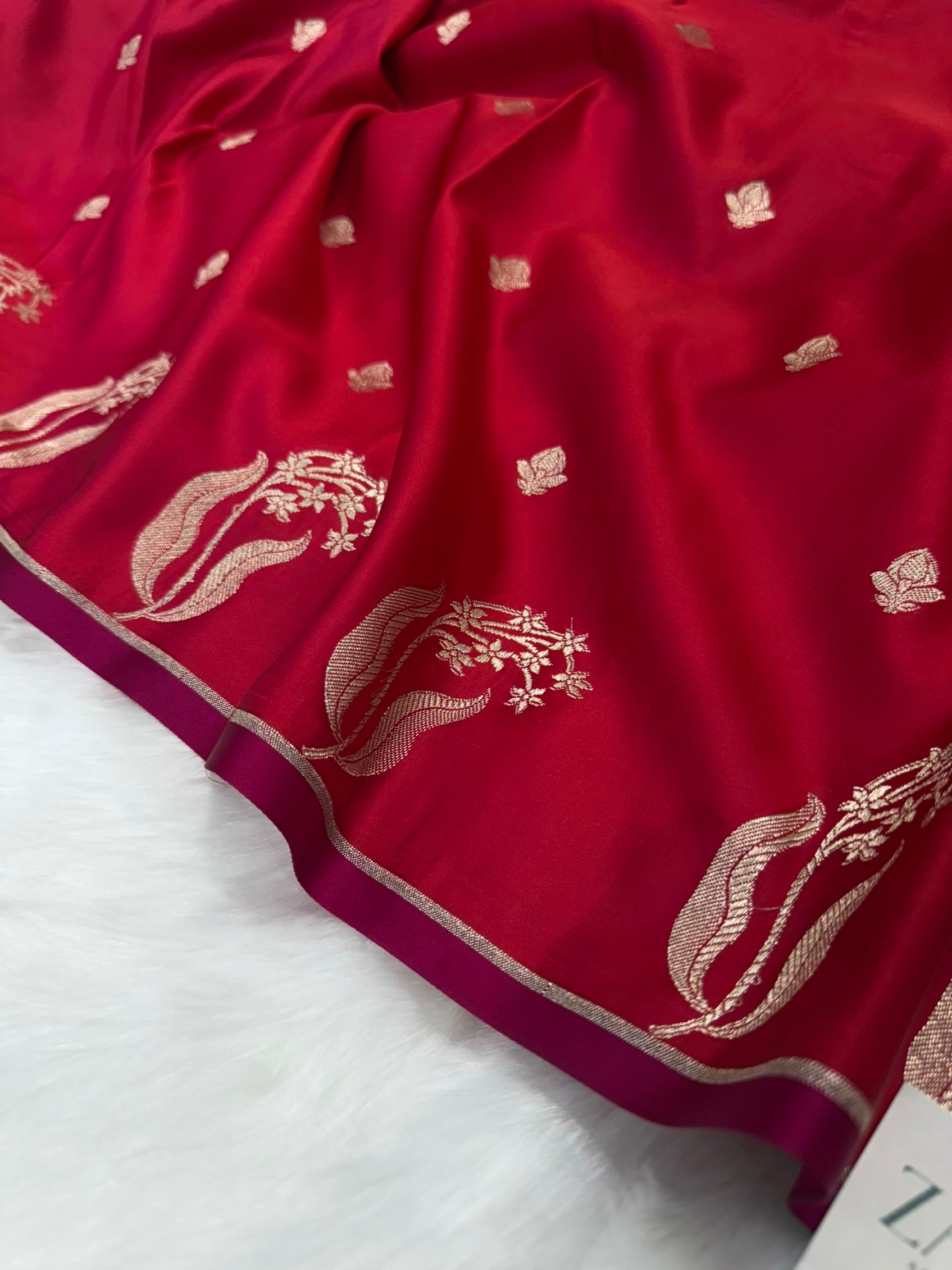 Reddish Pink Shades Floral Border Mashru Silk Saree MSM 50