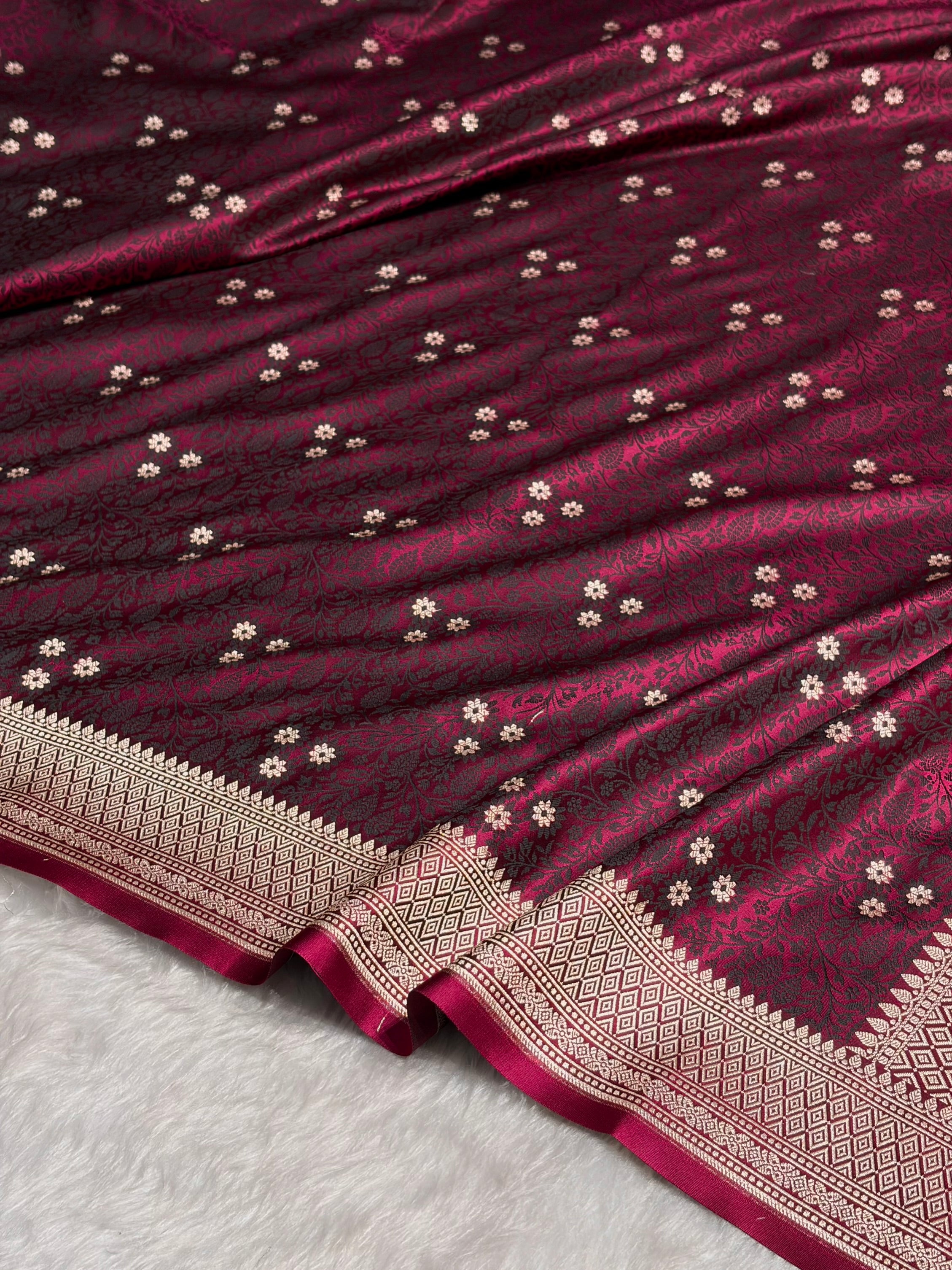 Garnet Shades Tanchoi Motif Mashru Silk Saree MST-12