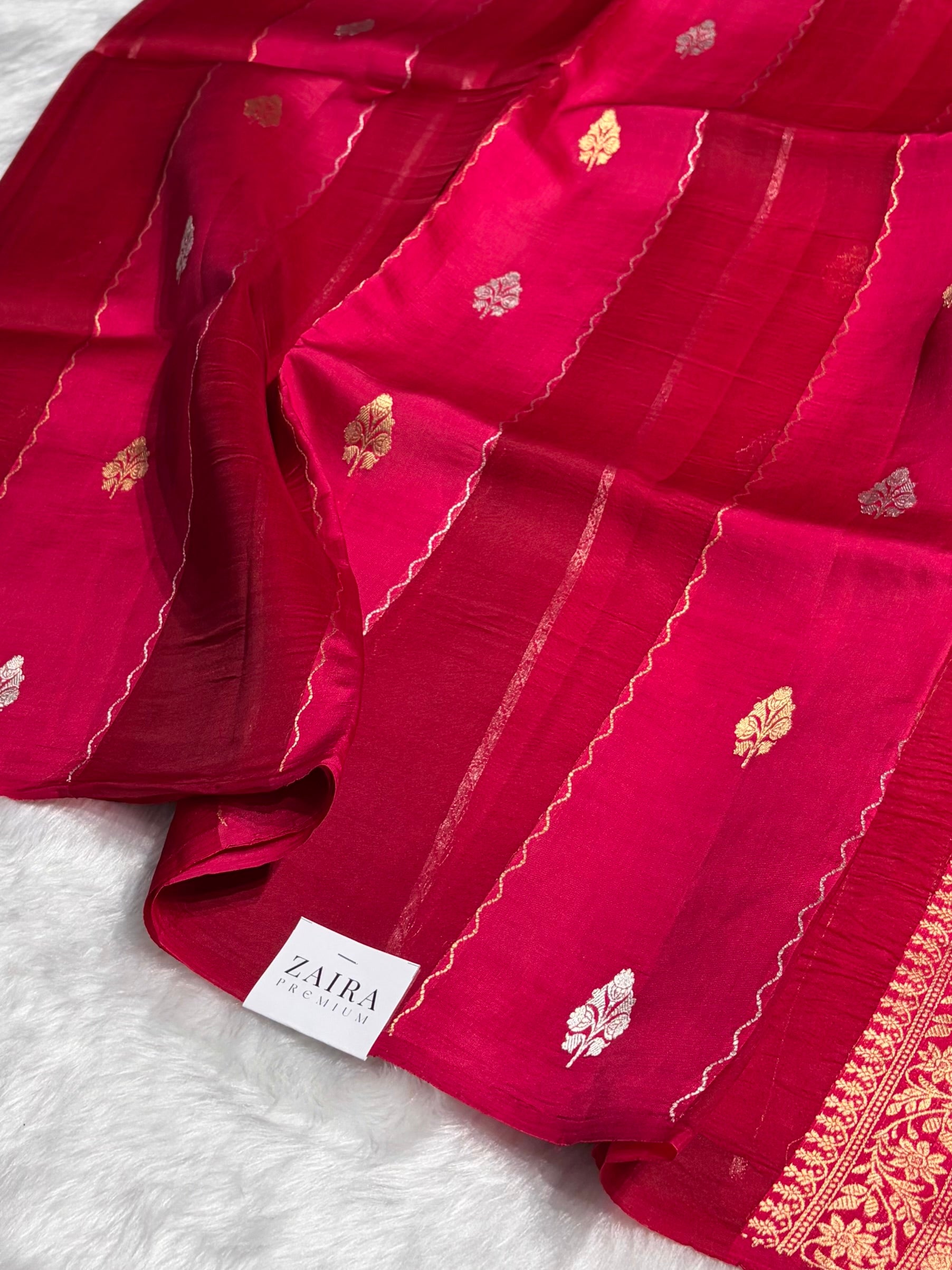 Pinkish Red Shades Rangkart Handwoven Pure Katan Raw Mango Silk RM-45