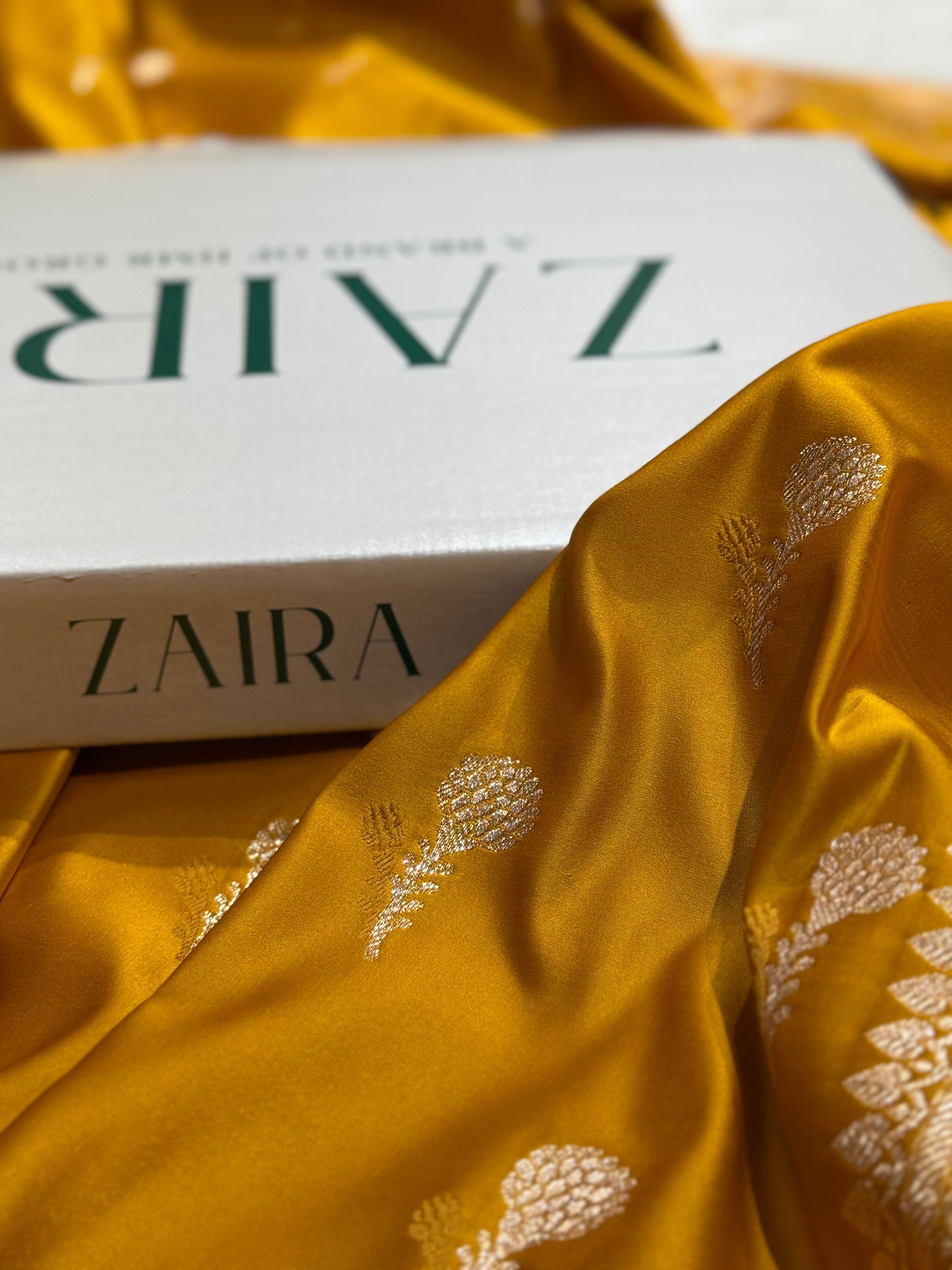 Mustard Booti Katan Silk Saree SK05