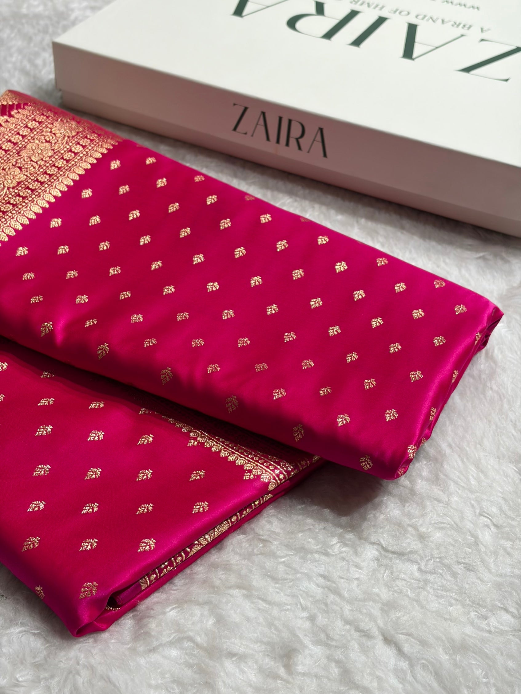 Banarasi Boota Katan Silk Saree In Cross Rani Shades SK04