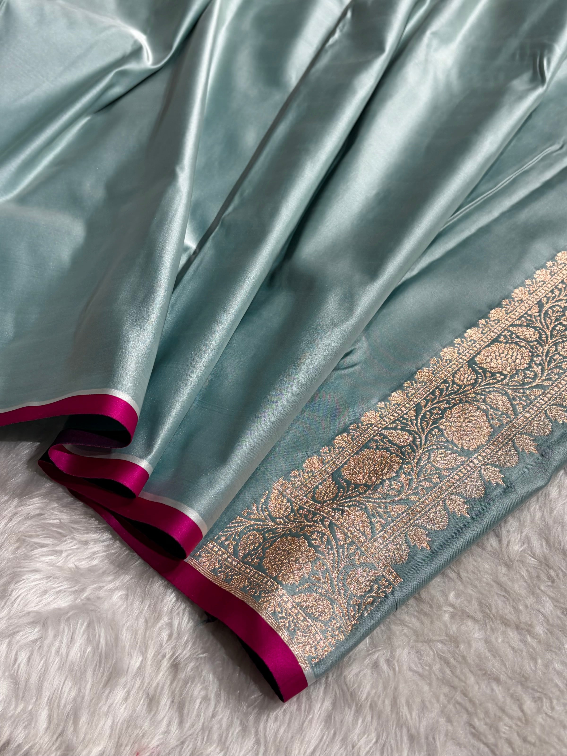 Turquoise Booti Katan Silk Saree SK09