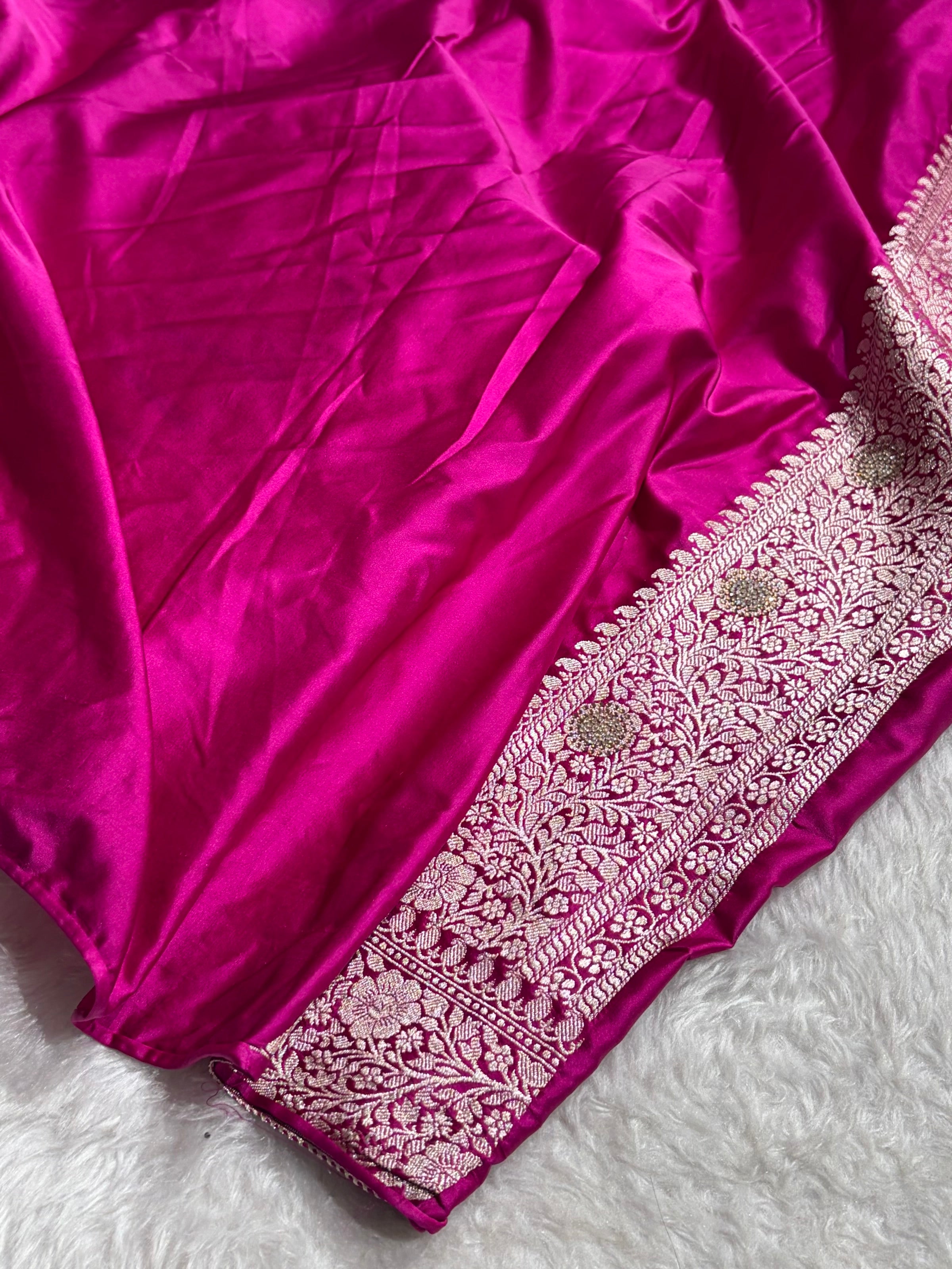 Wine With Swarovski Work Booti Mashru Silk Saree BMS40