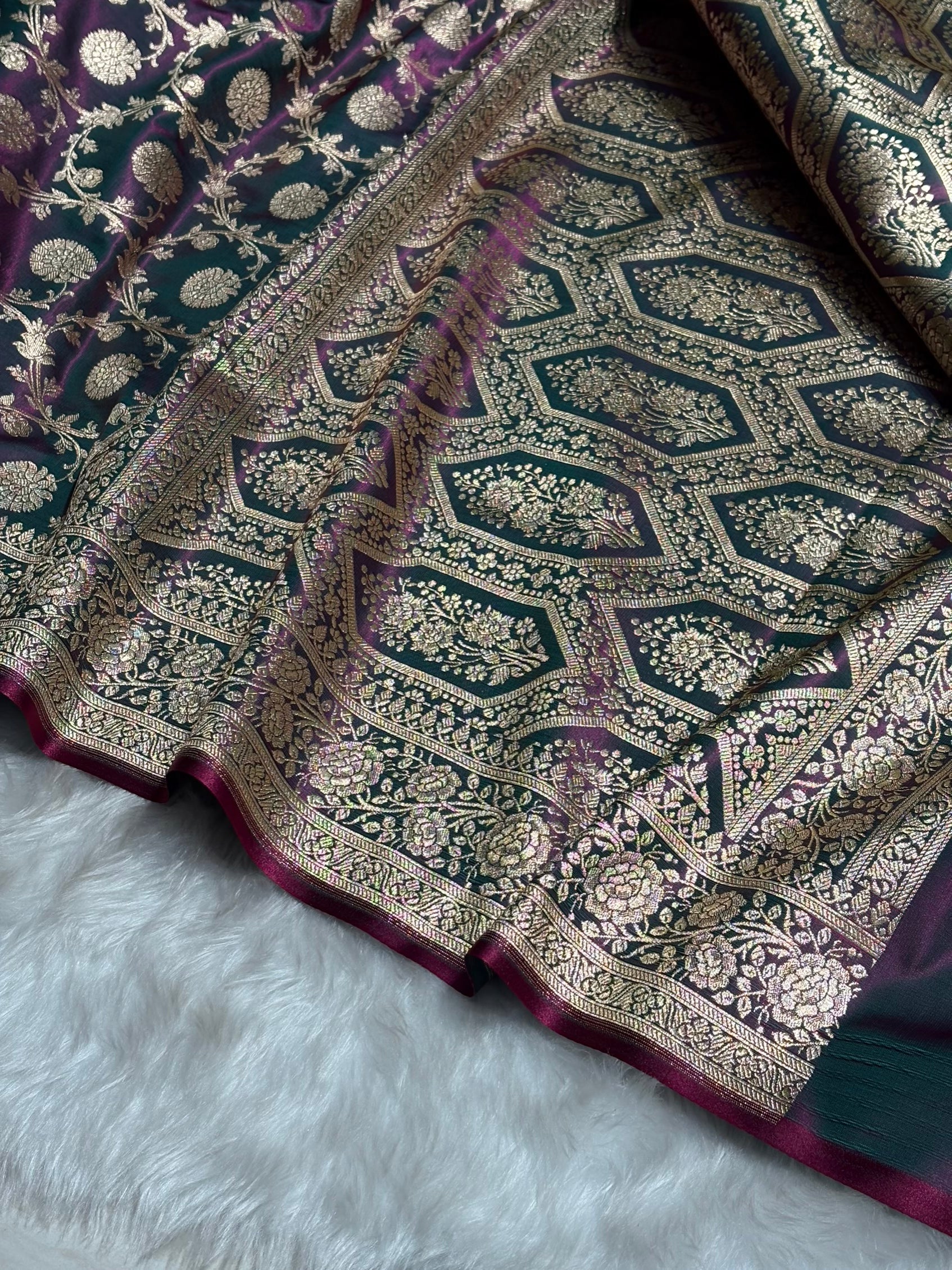Light Weight Cross Wine shades Satin Silk Saree SS15