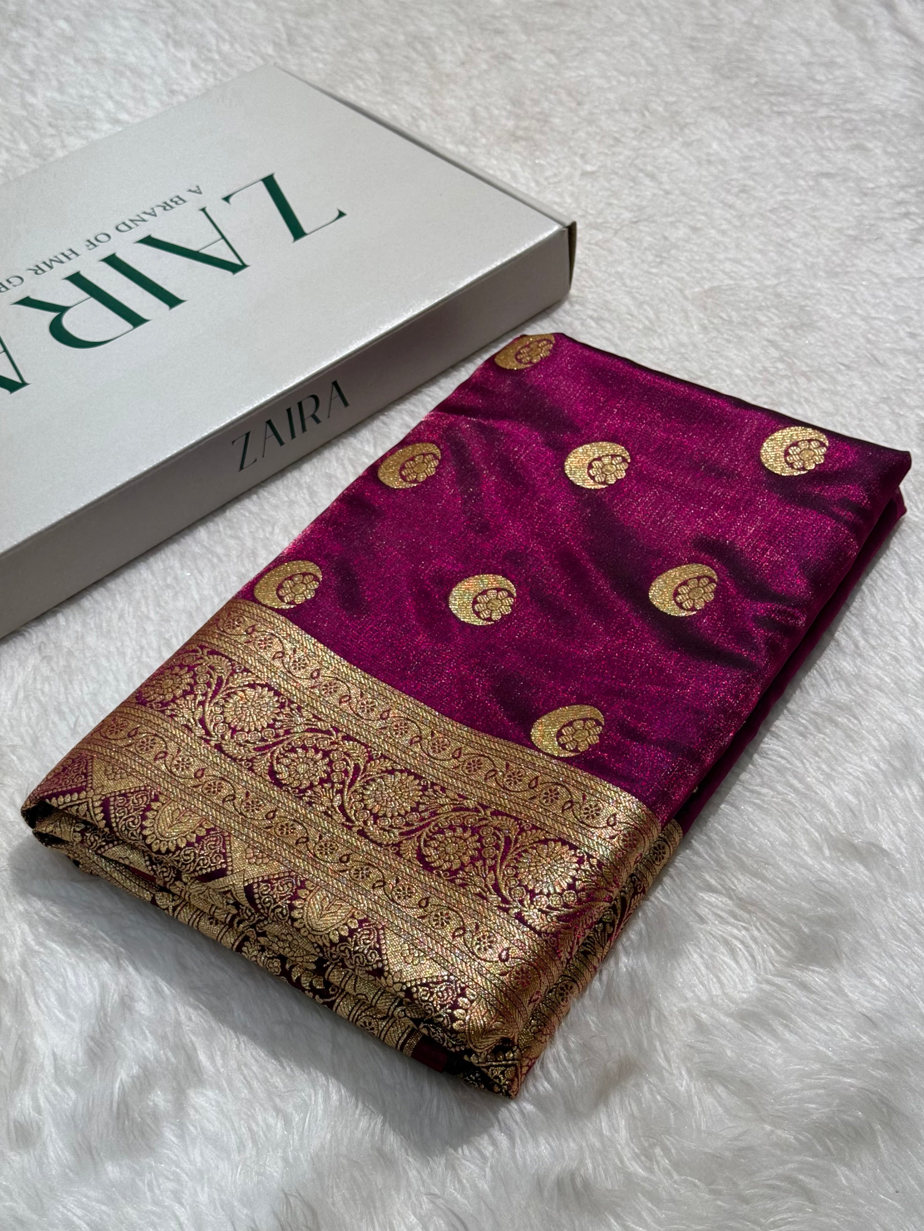 Wine Chand Tara Satin Silk Saree SS04