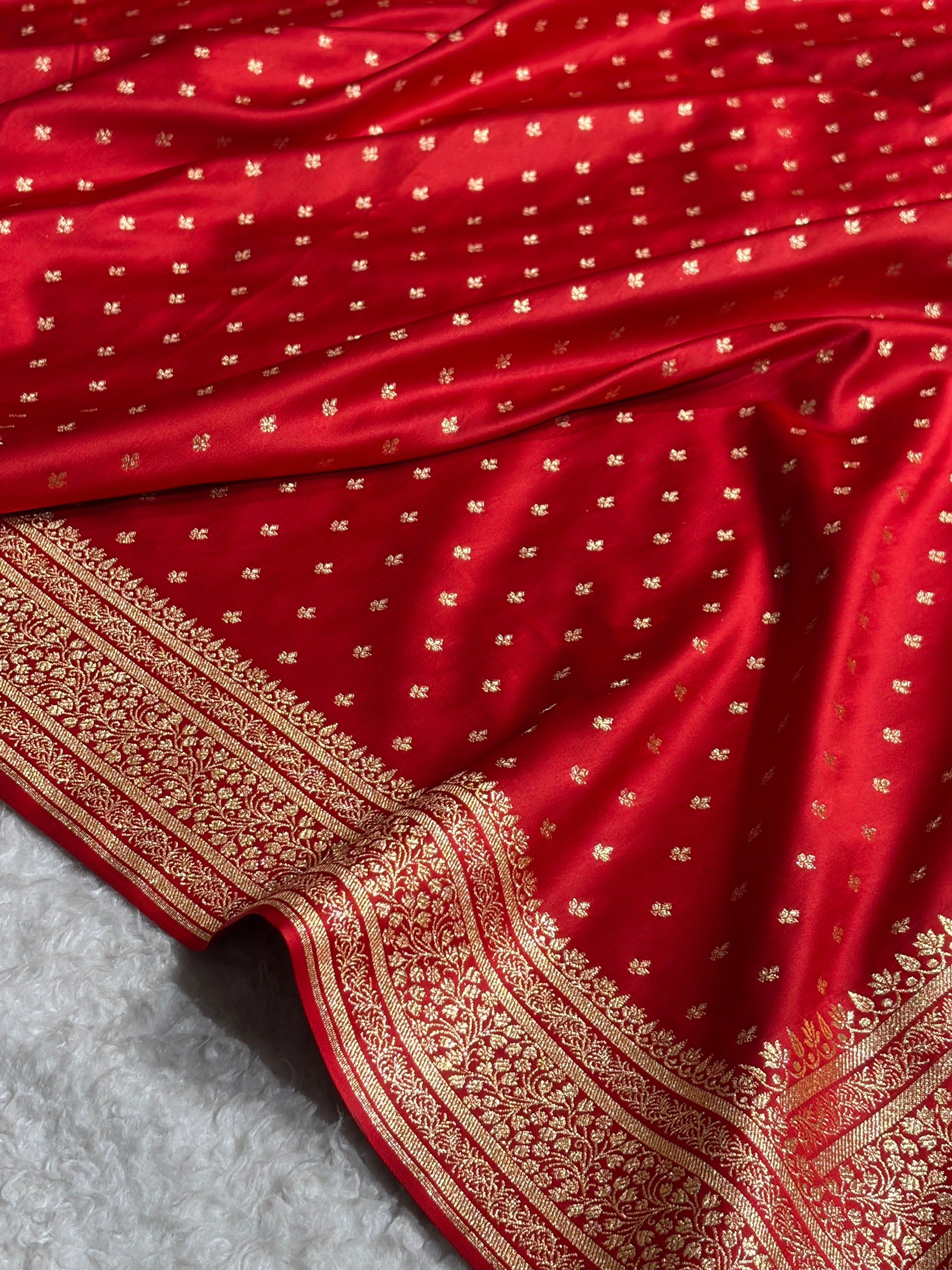 Banarasi Satin Katan Saree in Dark Red Shades SK88
