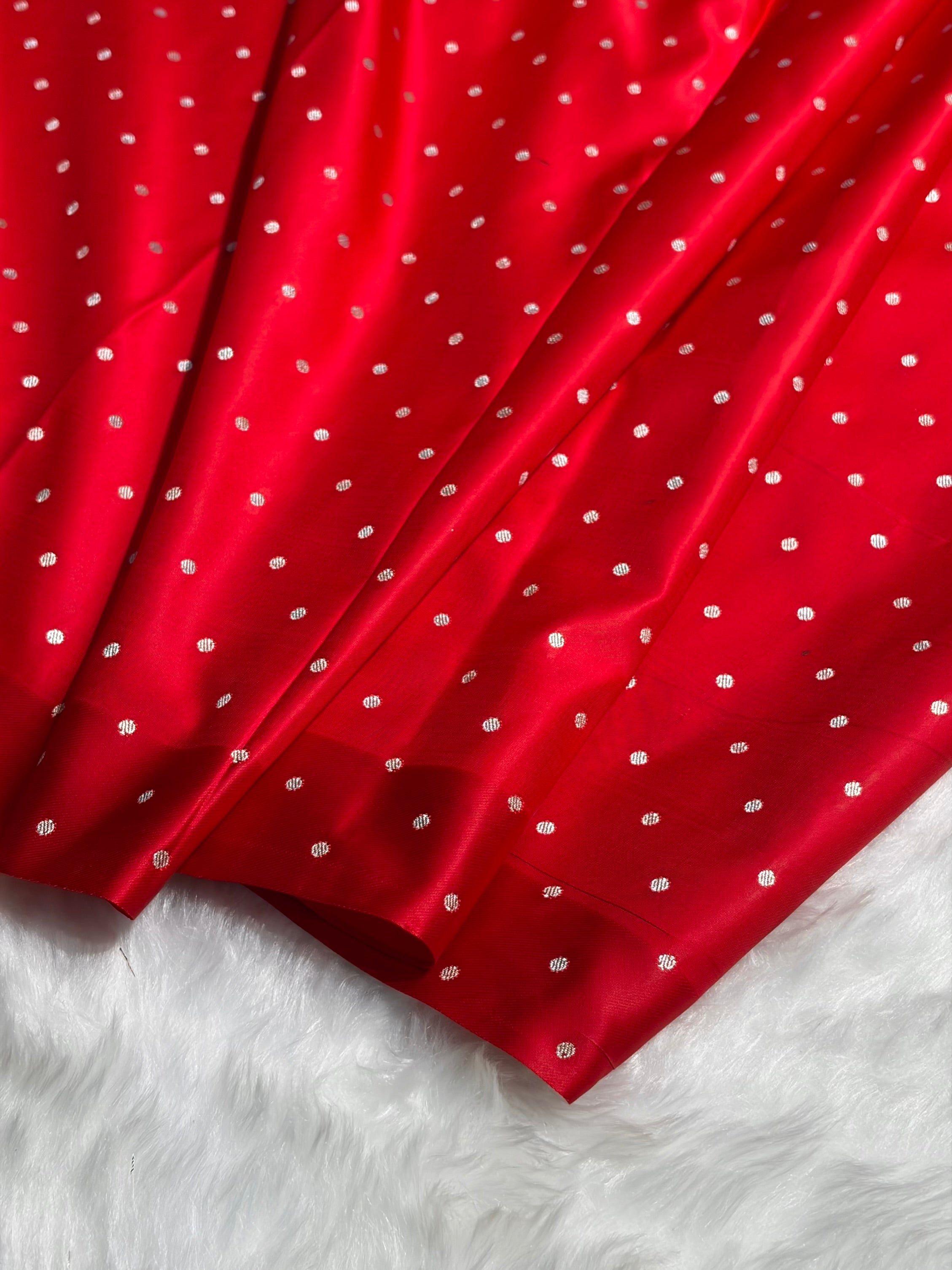 Navy Blue With Red Floral Boota With Floral Border Mashru Silk Saree MSM 78