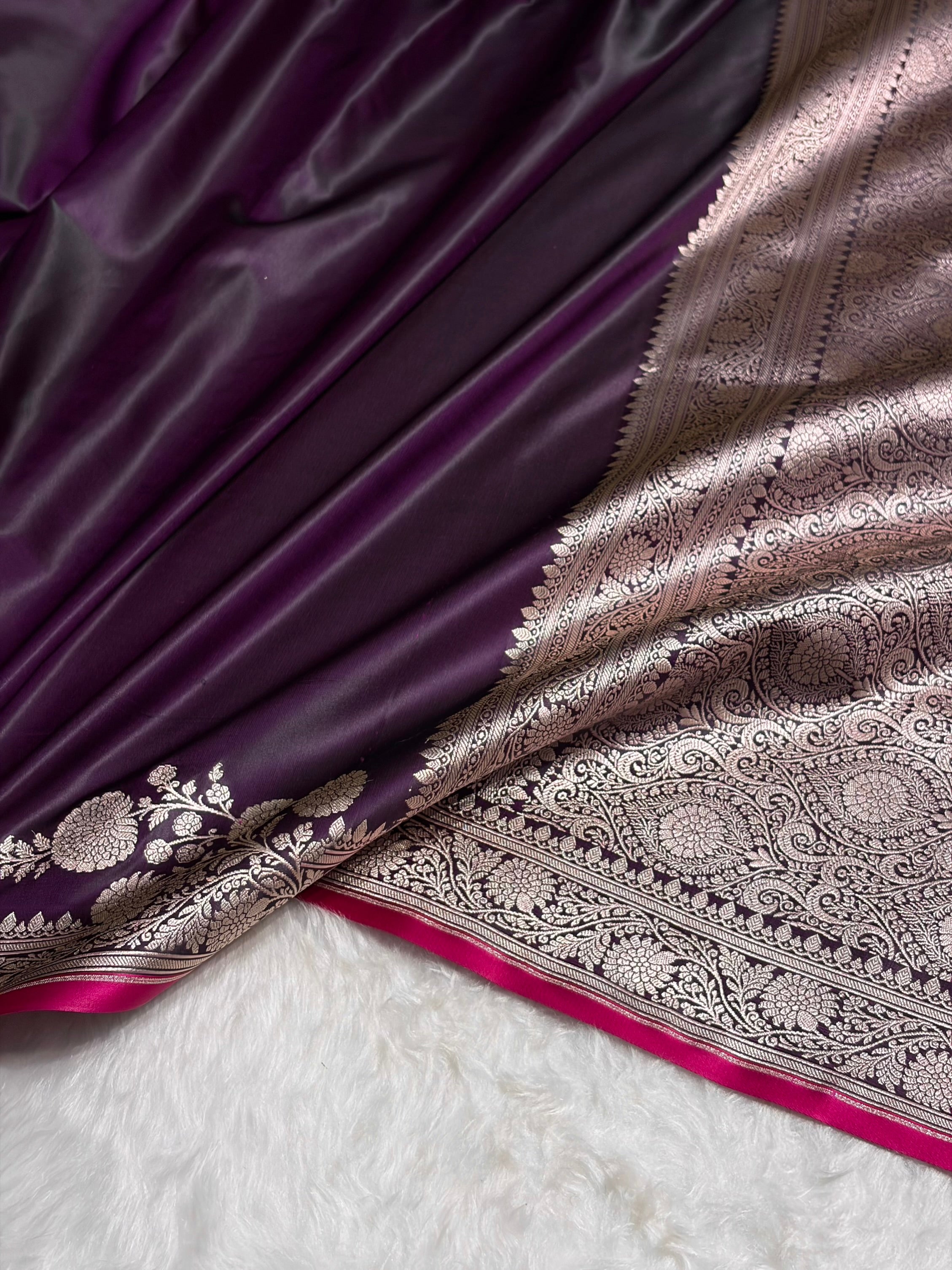 Wine Shades Floral Border Mashru Silk Saree MSM-62