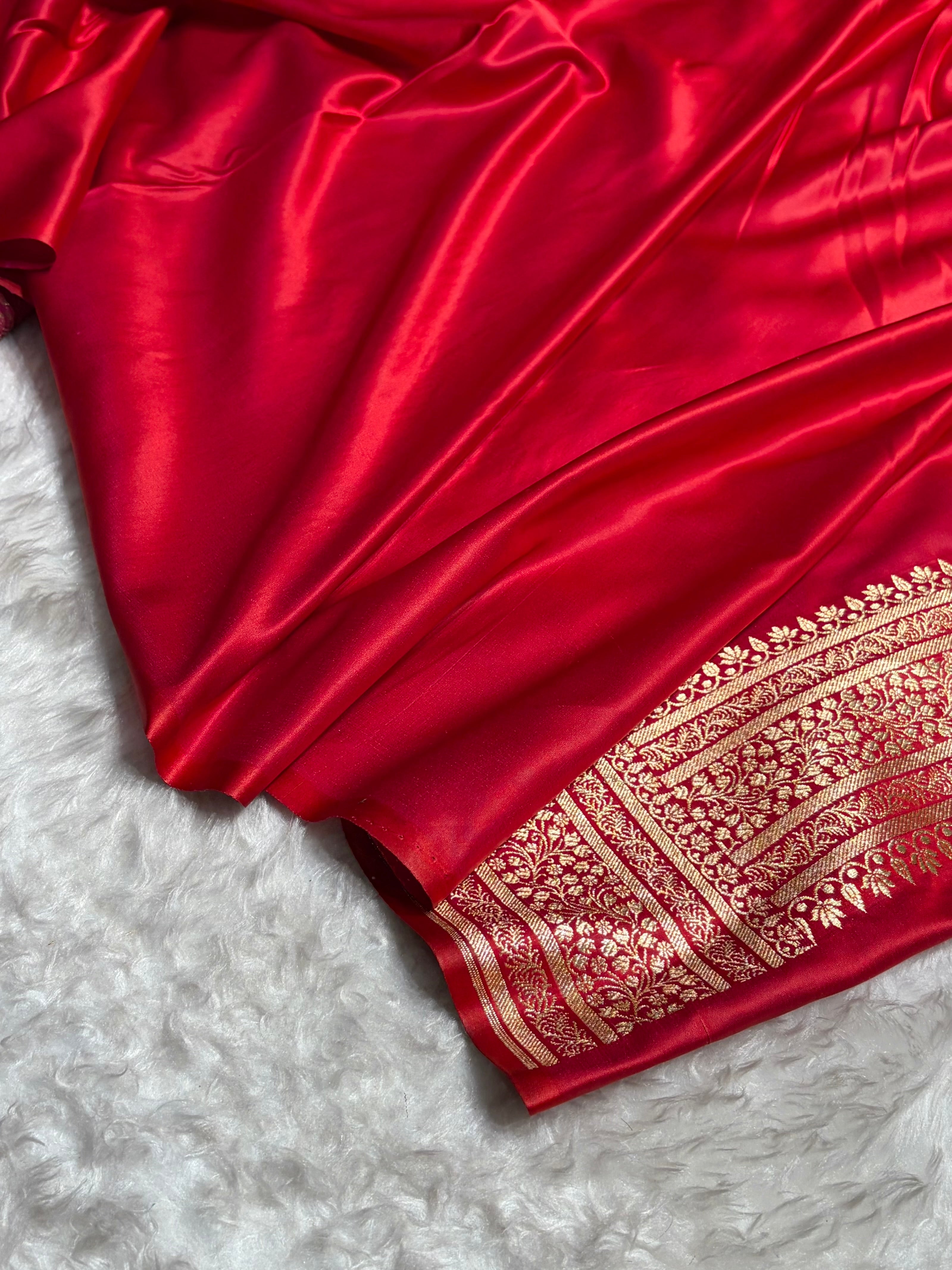 Banarasi Satin Katan Saree in Cross Red Shades SK88