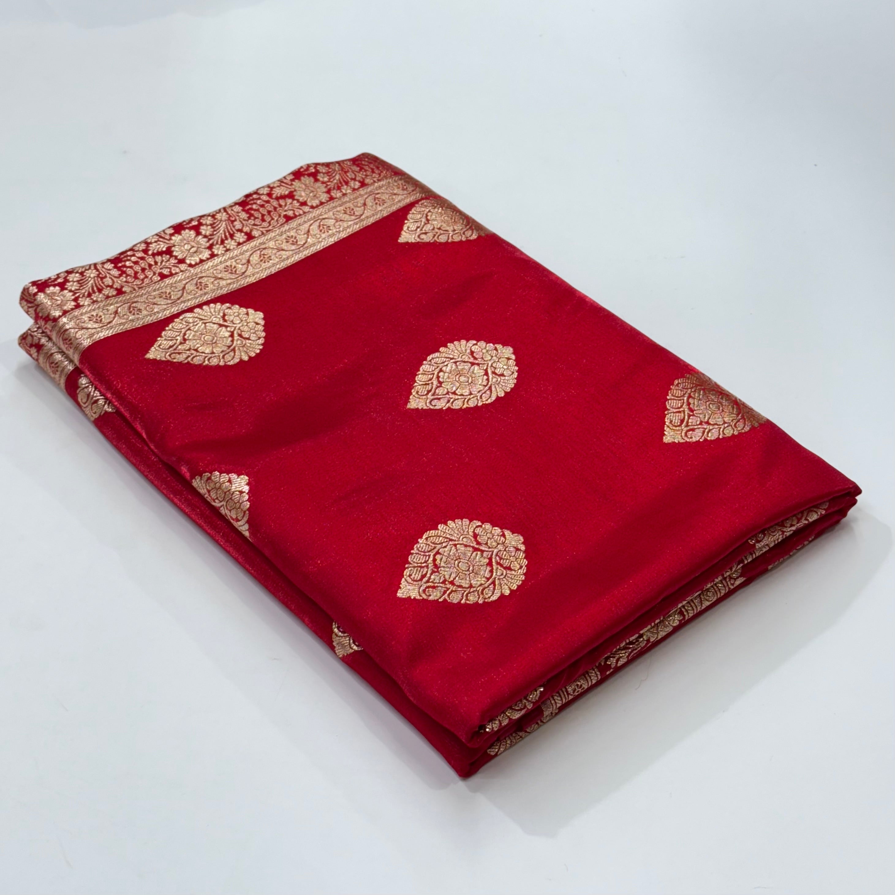 Ultra Light Weight Satin Silk Boota in Red Shades SS05