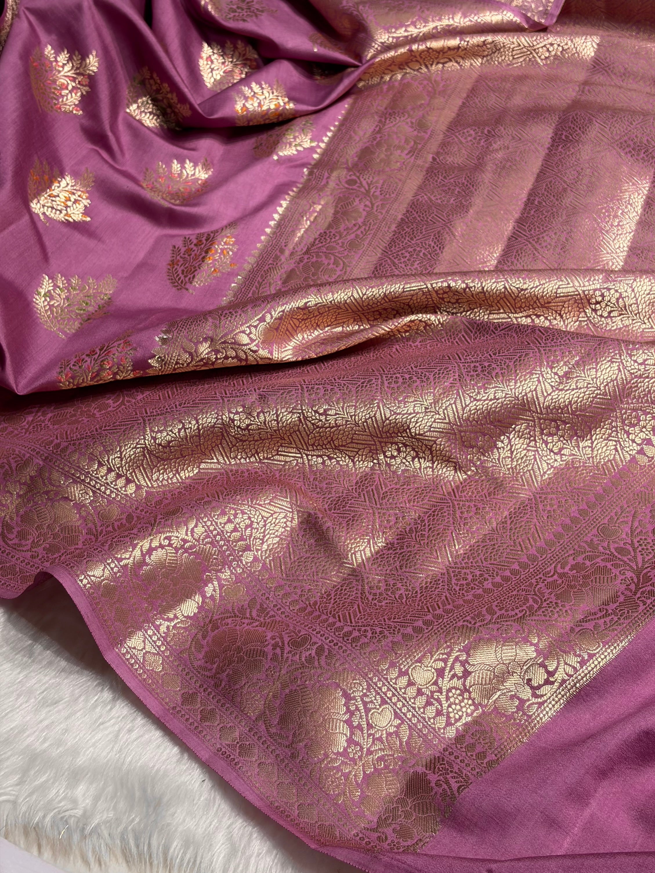 Minakari Dusty Lavender Shades Pure Chiniya Silk CH-02