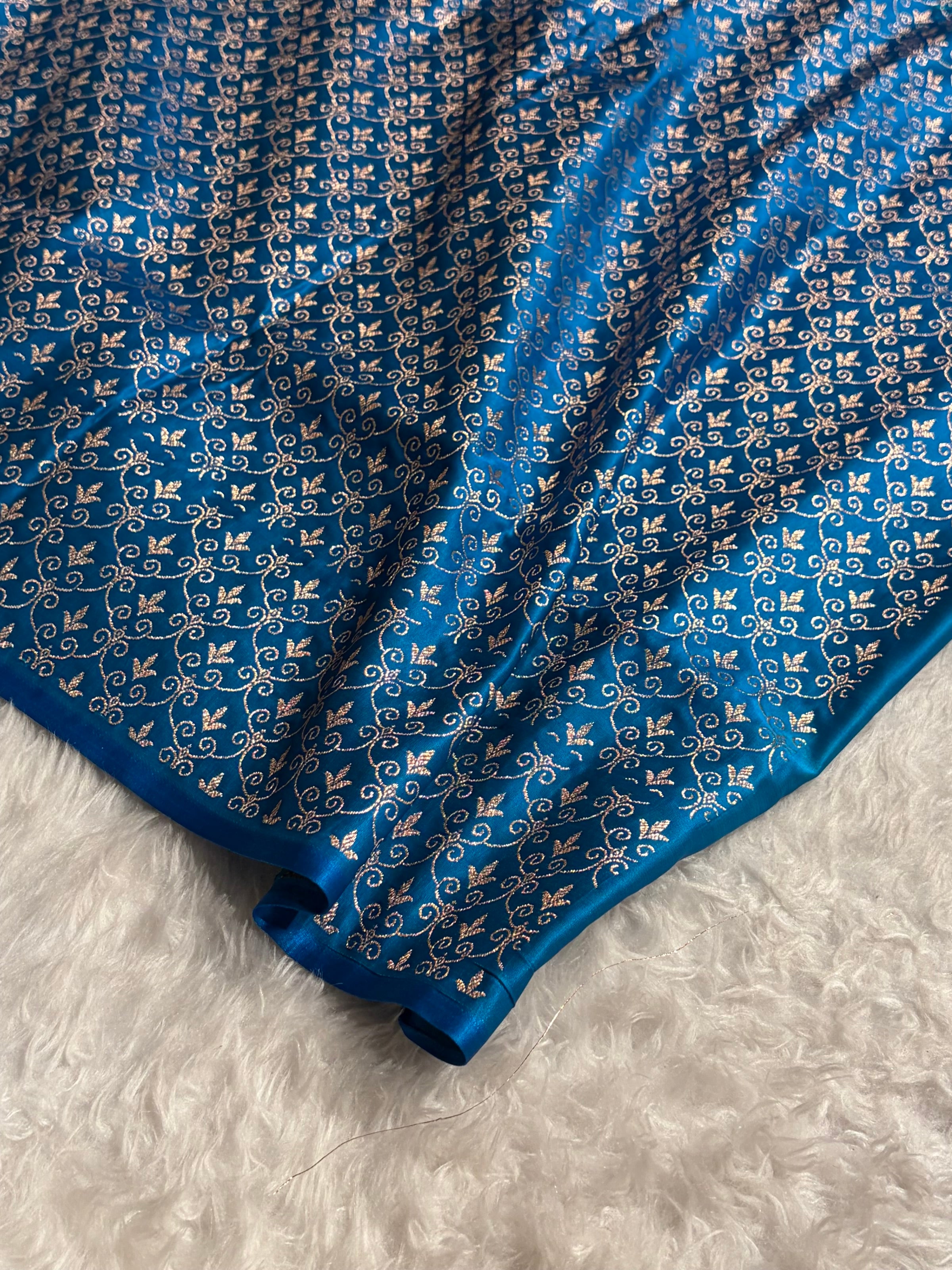 Firozi Shades Banarasi With Floral Border Mashru Silk Saree MSM-126