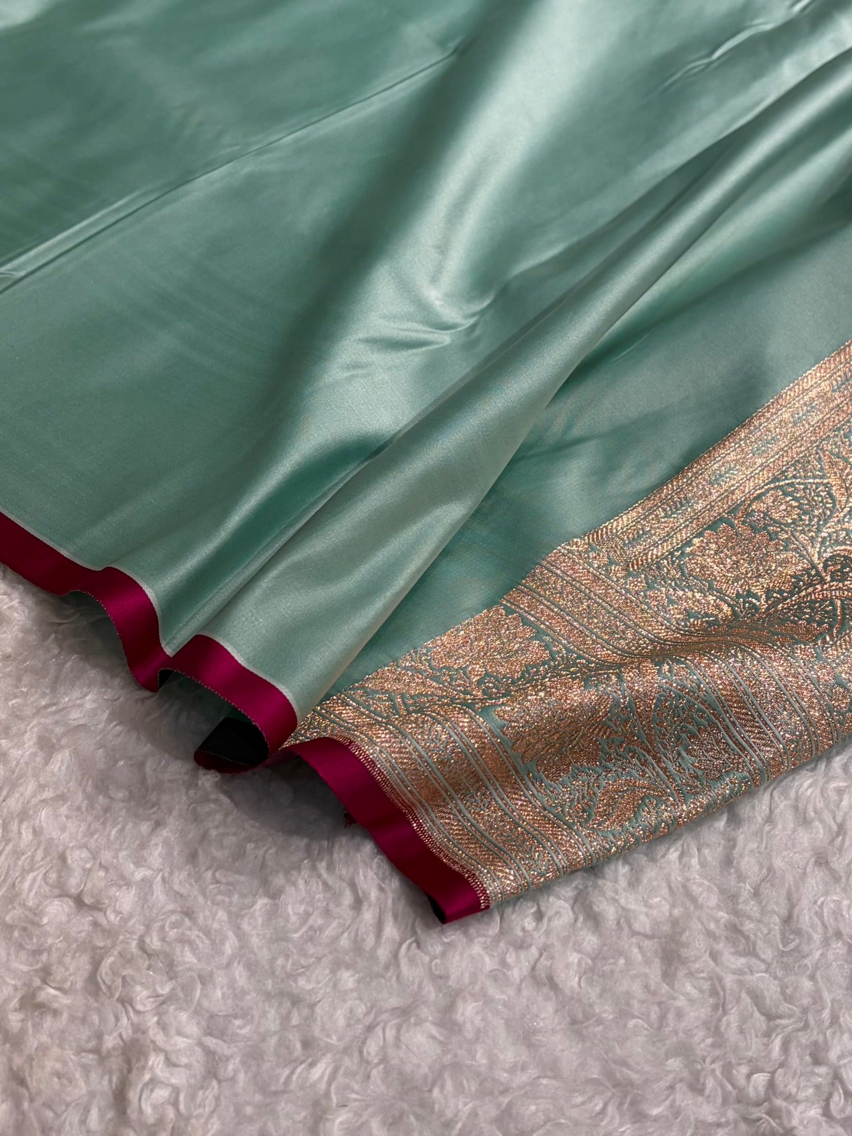 Banarasi Katan Silk Saree In Sea Green Shades SK08