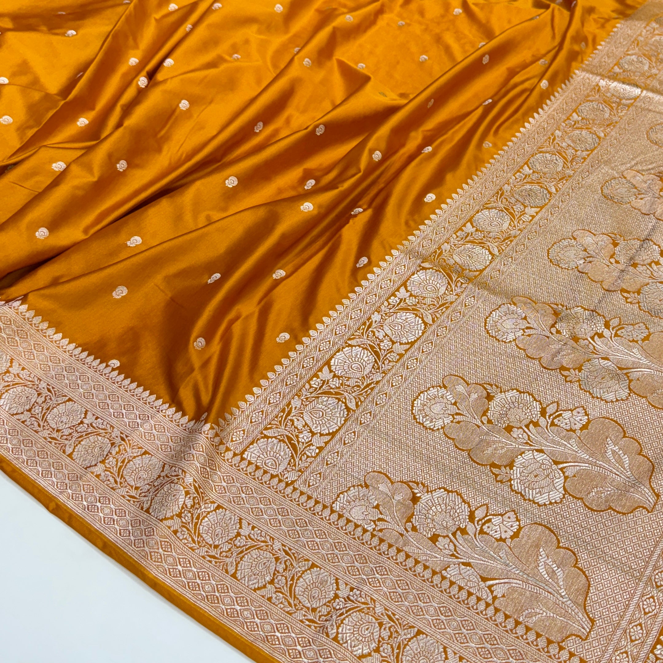 Mustard gold Booti Mashru Silk Saree