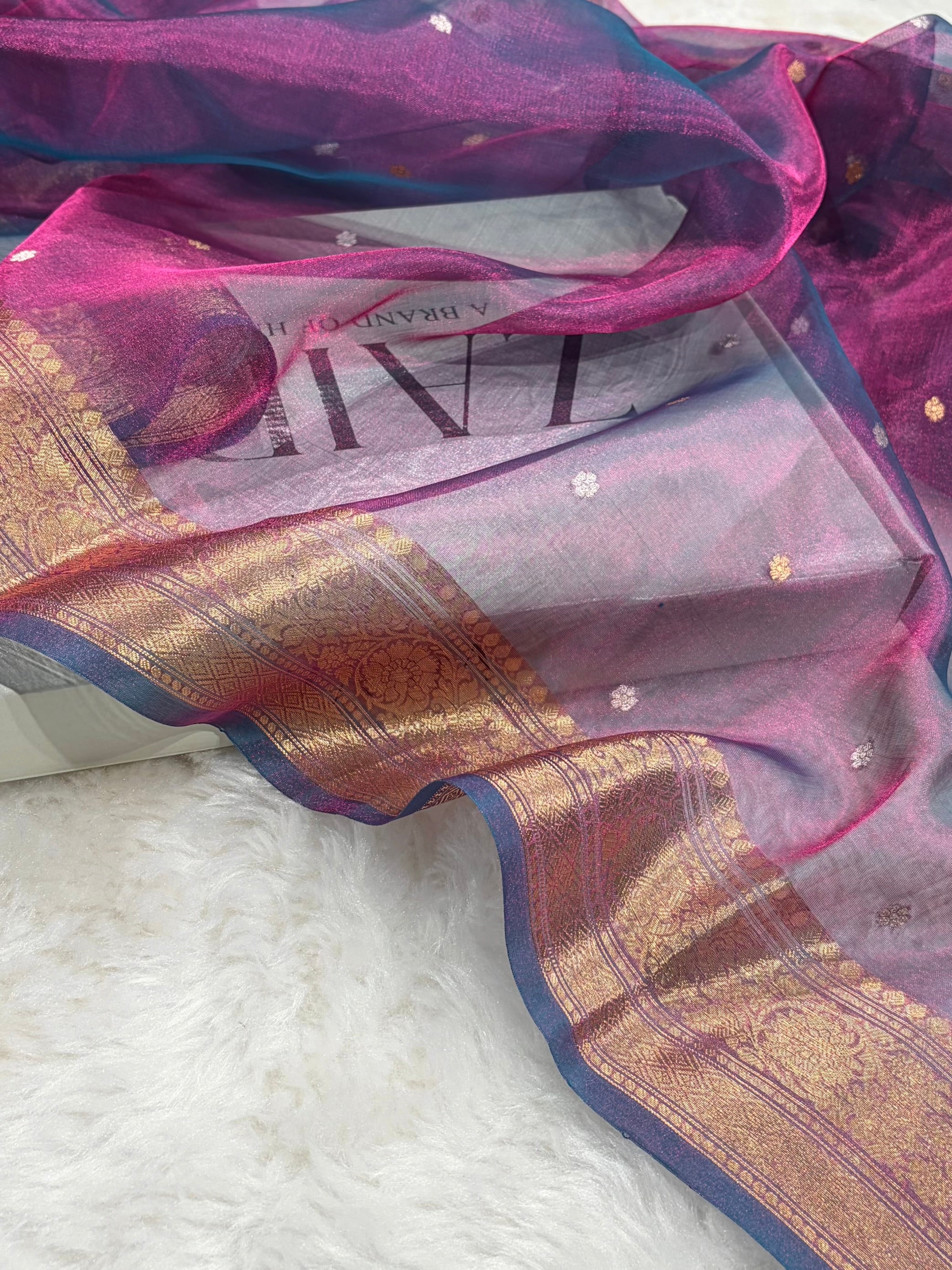 Purple Shades Boota Pure Tissue Silk Saree PT-21