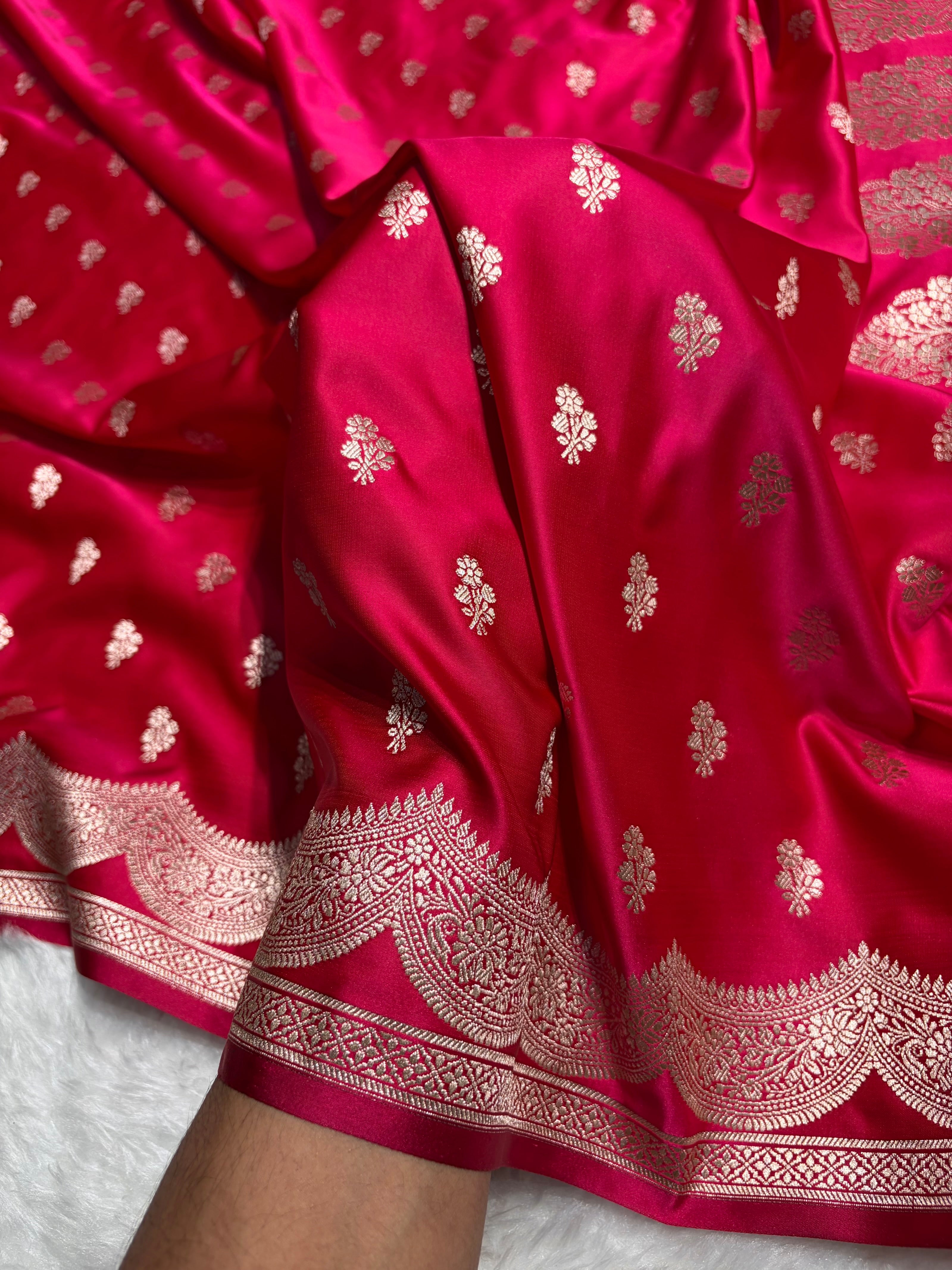 Pink Scallop Booti Mashru Silk Banarasi Saree MSM-35