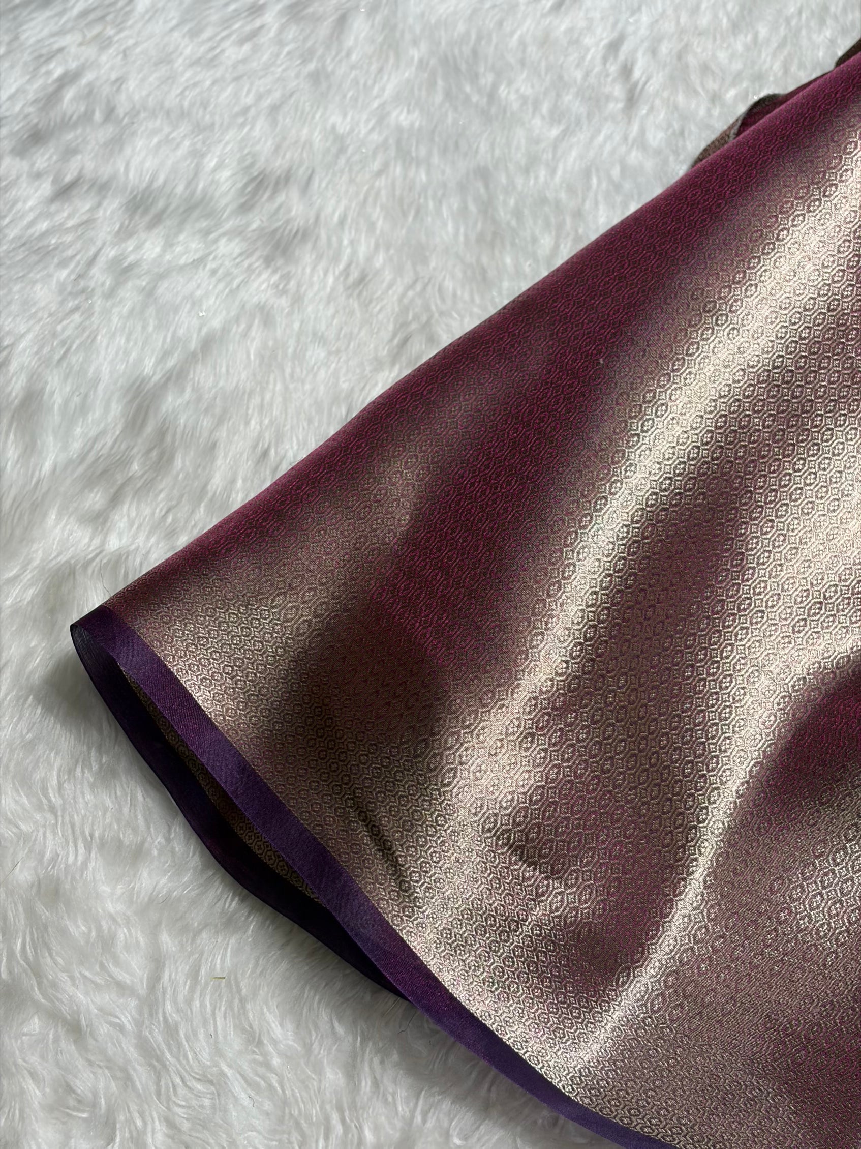 Wine Shades With Floral Embroidered Pure Tissue Silk Saree with Brocade Blouse PTE-09