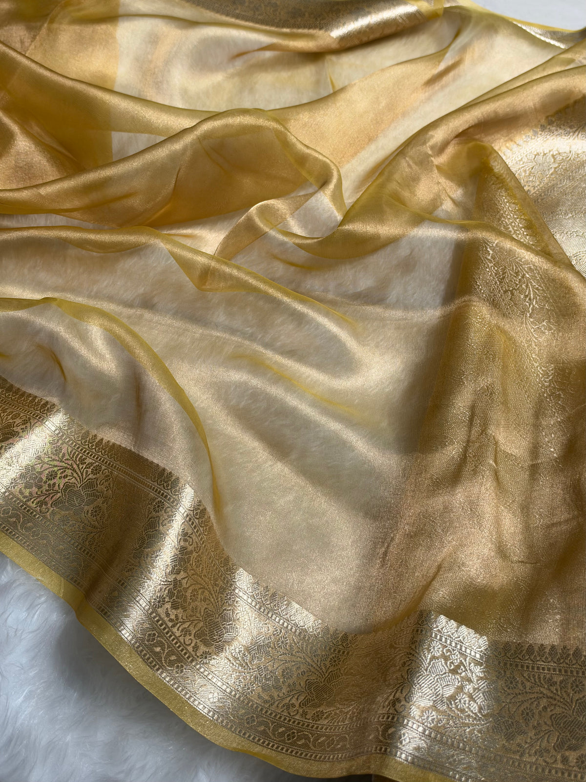 Banarasi Lemon Shades Pure Tissue Silk Saree PT-61