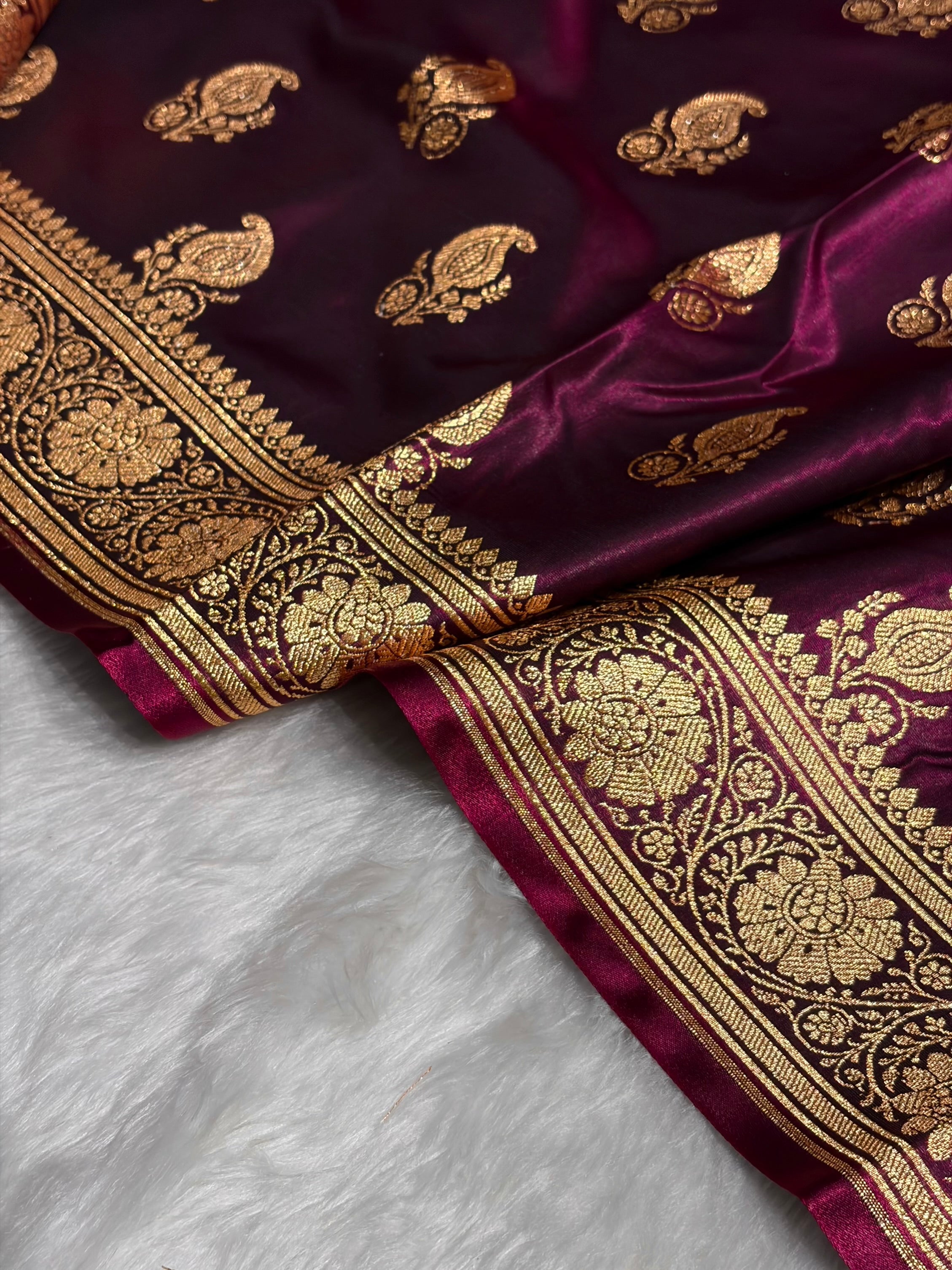 Satin Silk Booti in Dark Chocolate Shades