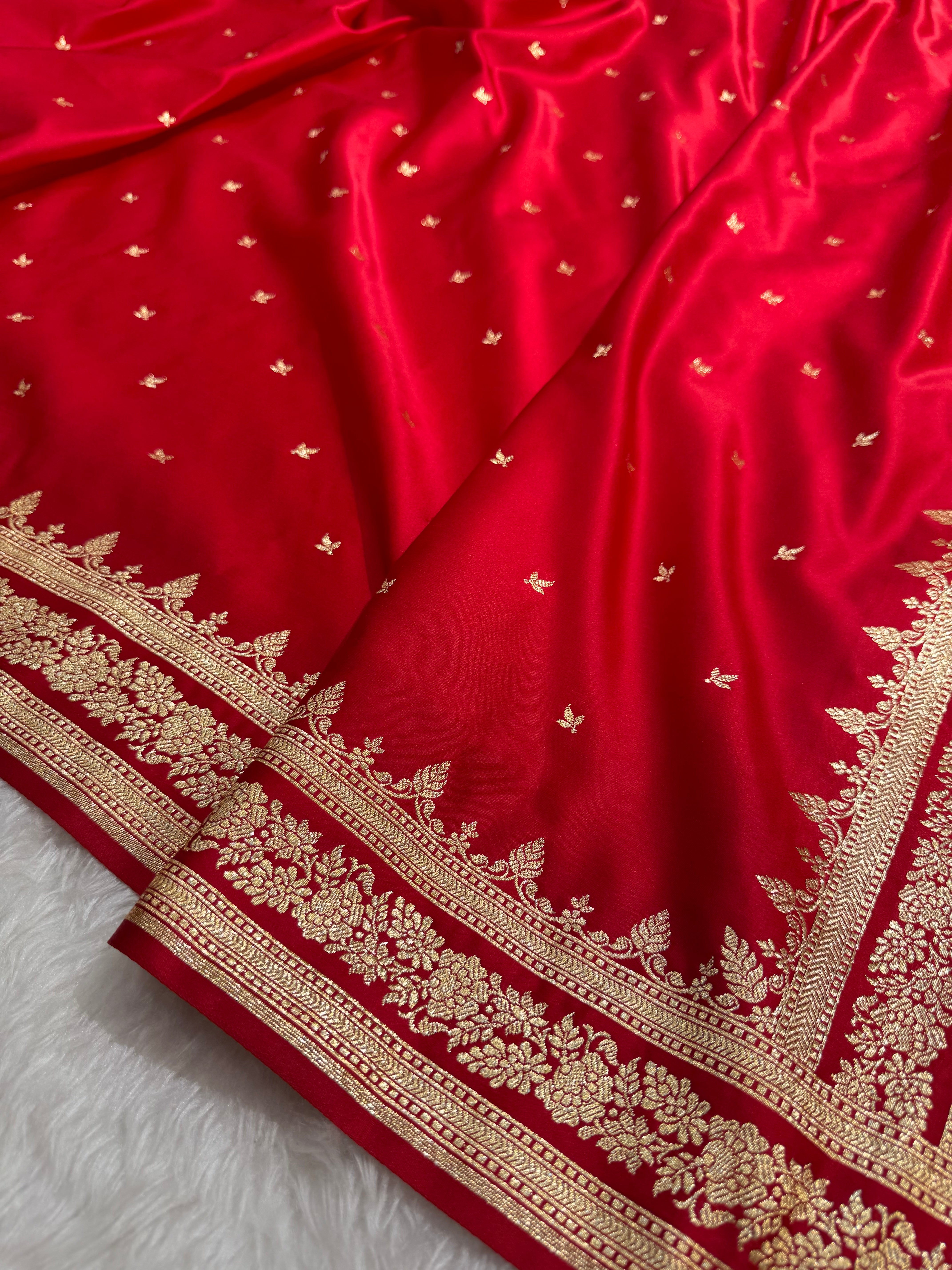 Premium Red Banarasi Booti Katan Silk Saree
