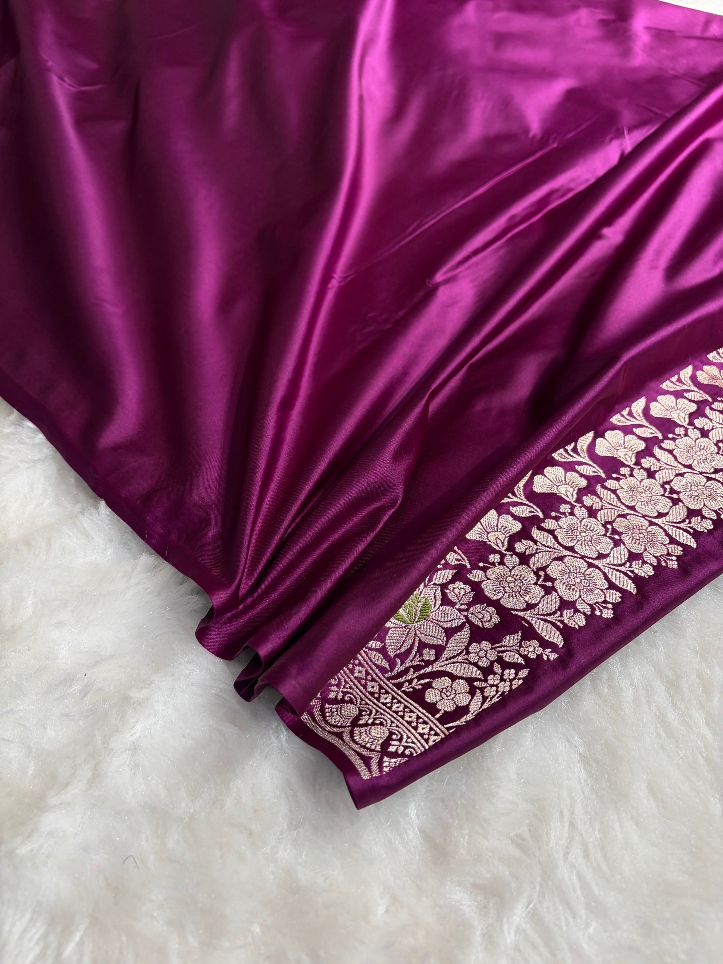 Wine Shades Banarasi Minakari Boota Skirt Pattern Floral Mashru Silk Saree MSM-116