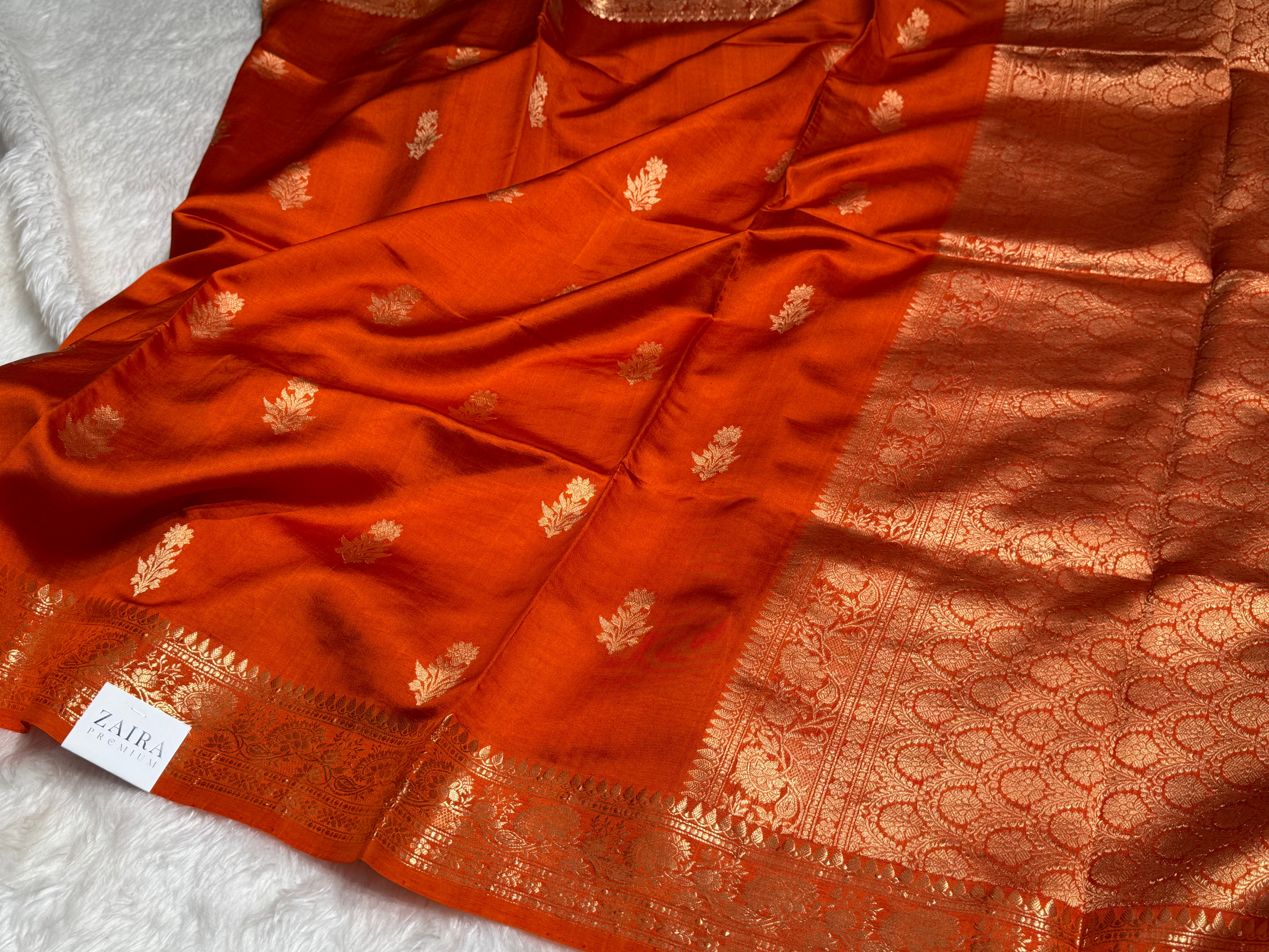 Orange Boota Handwoven Paper Mango Silk