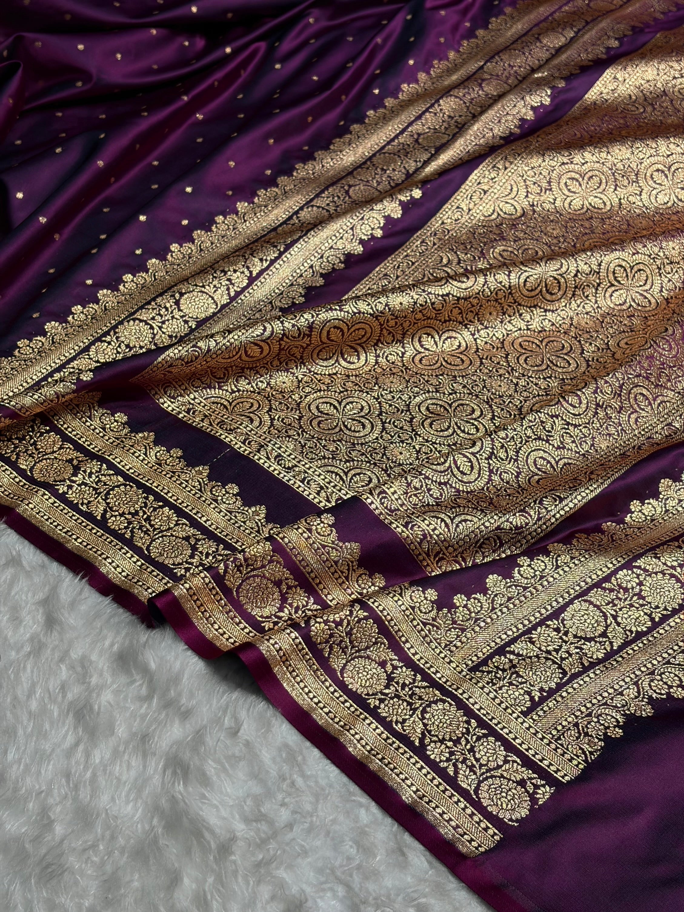Banarasi Satin Katan Saree in Wine Shades SK91