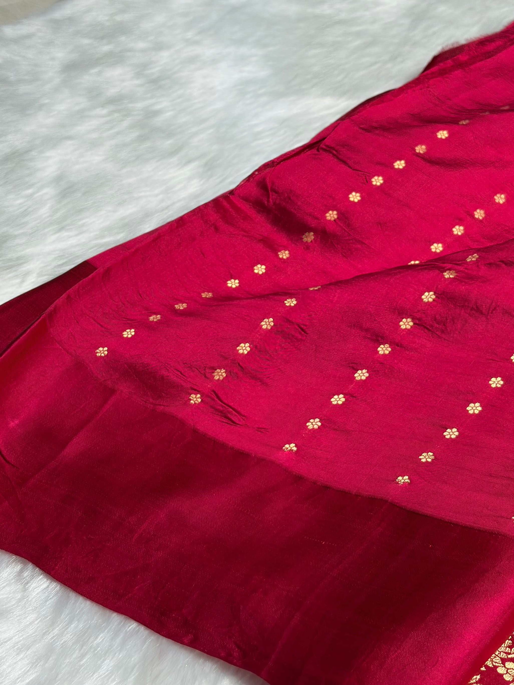 Dark Pink Shades Meena Boota Handwoven Pure Katan Raw Mango Silk RM-03