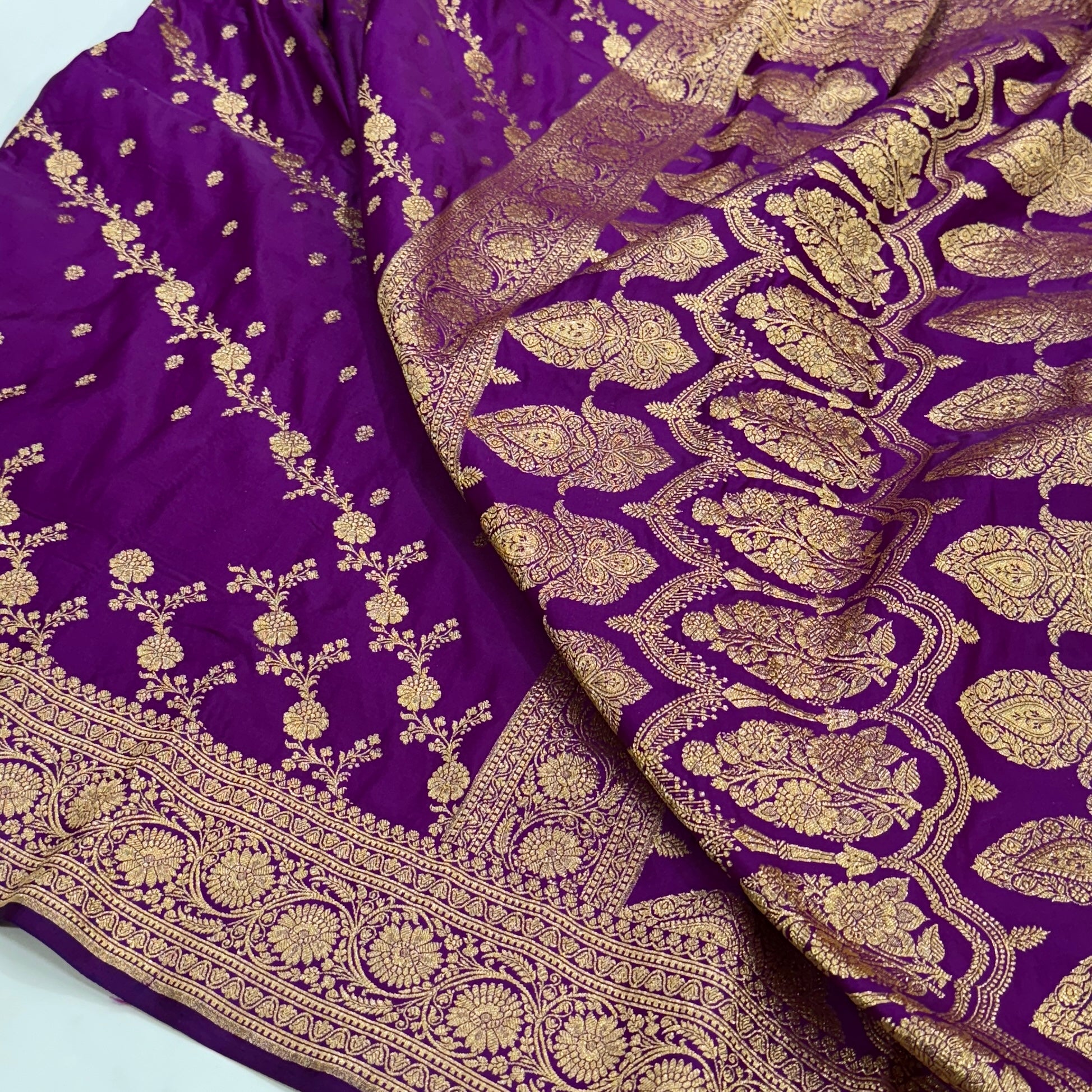 Purple Banarasi Traditional Soft Katan Silk Saree