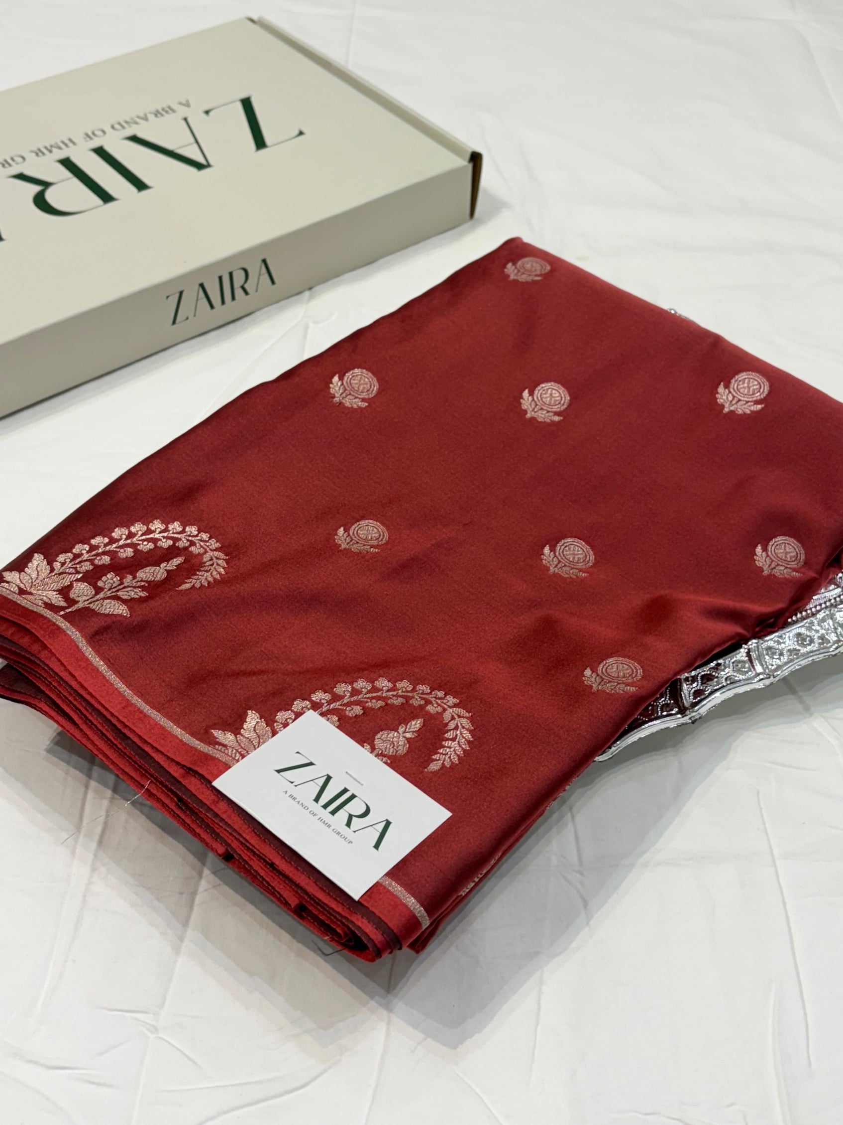 Dark Rust Shade With Booti Pattern Mashru Silk Saree