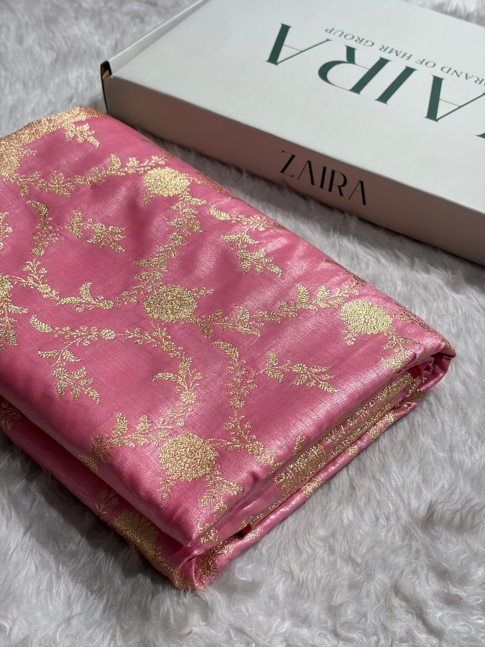 Satin Silk Banarasi Jaal in Blush Pink Shades SS14