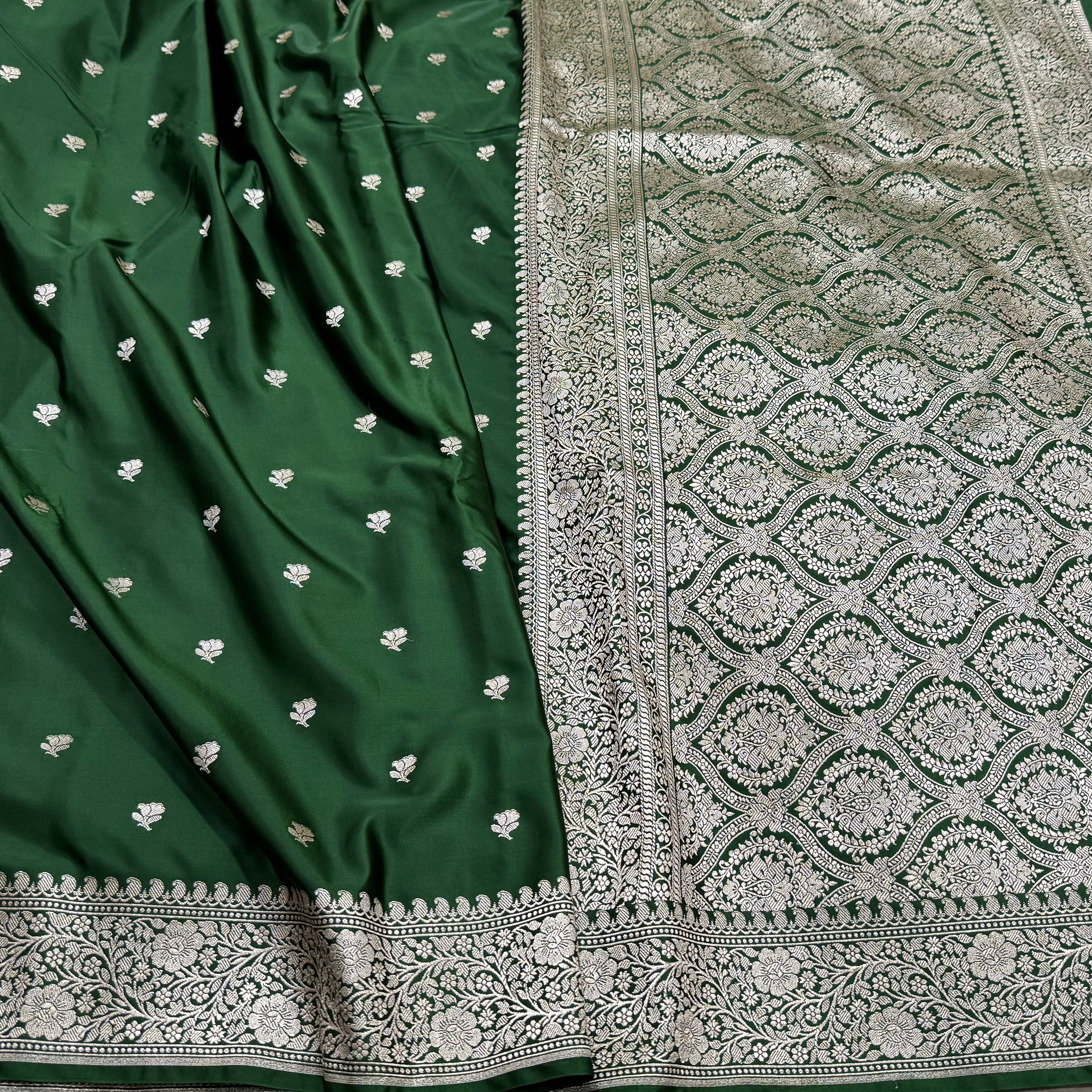 Mehandi Booti Mashru Silk Saree