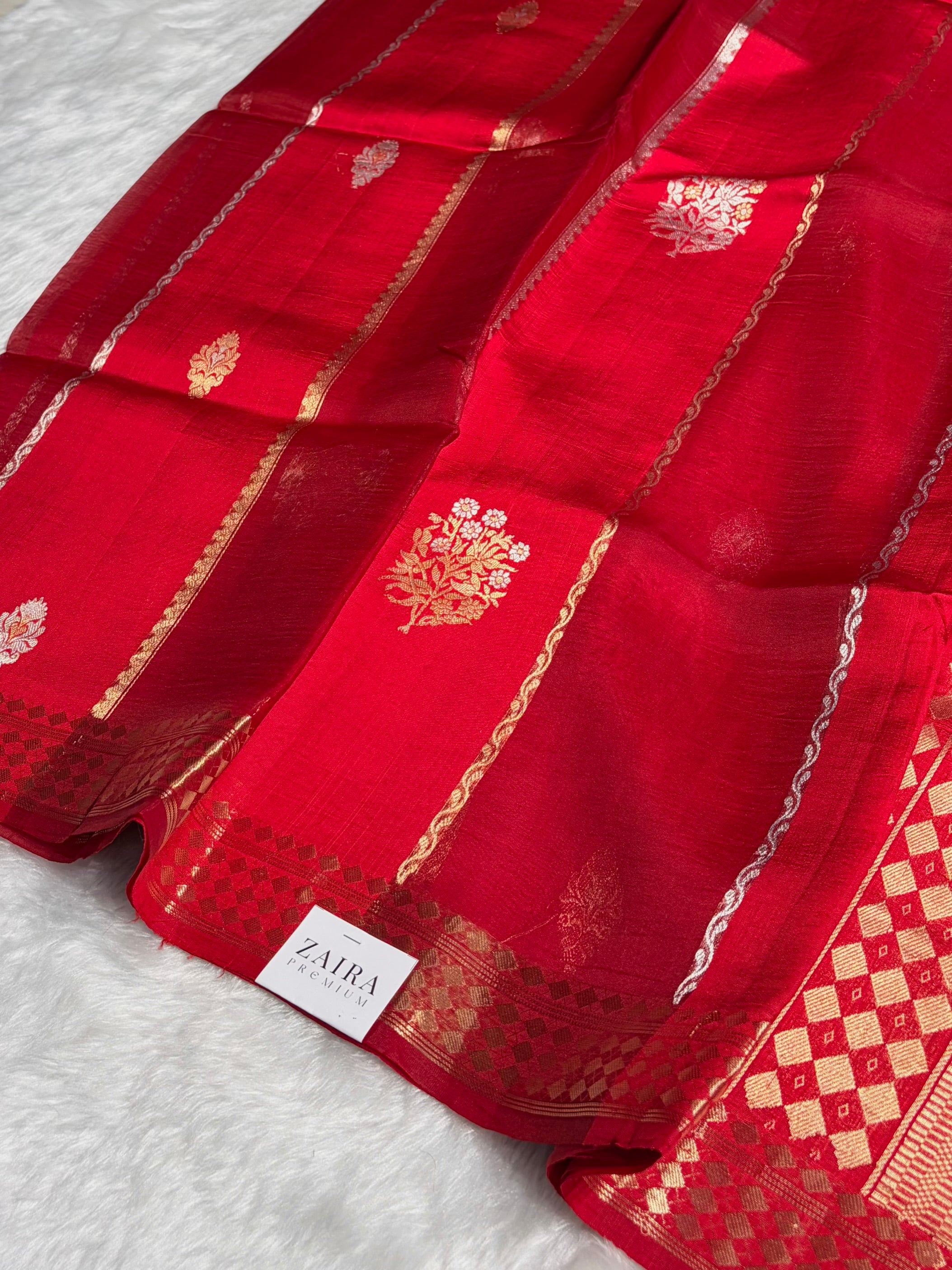 Red Shades Handwoven Pure Raw Mango Silk RM-50