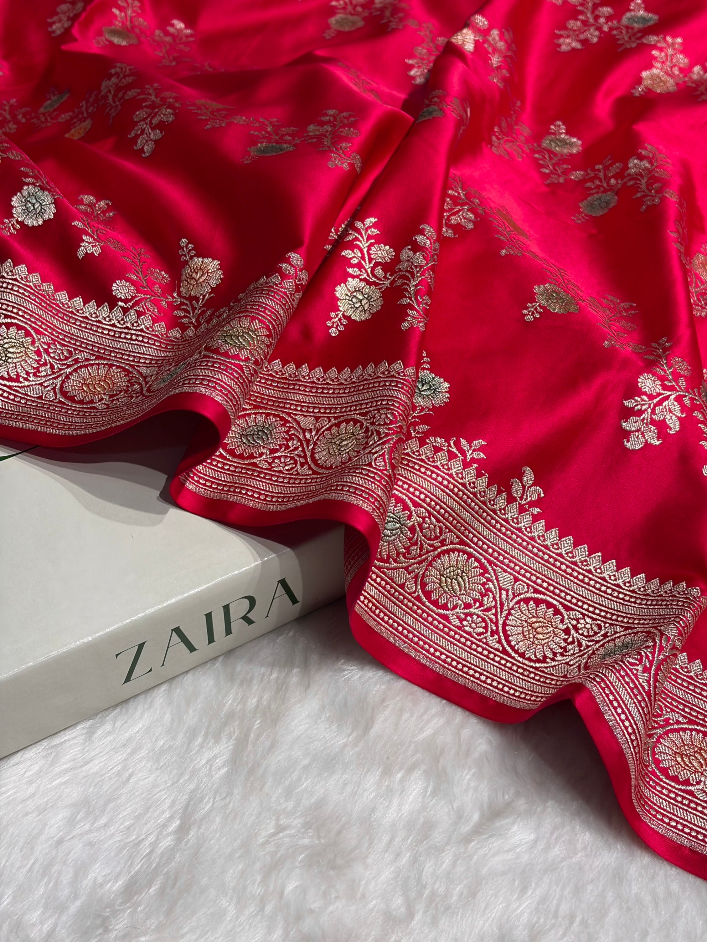 Dark Pink Minakari Banarasi Cross Mashru Silk Saree MS01