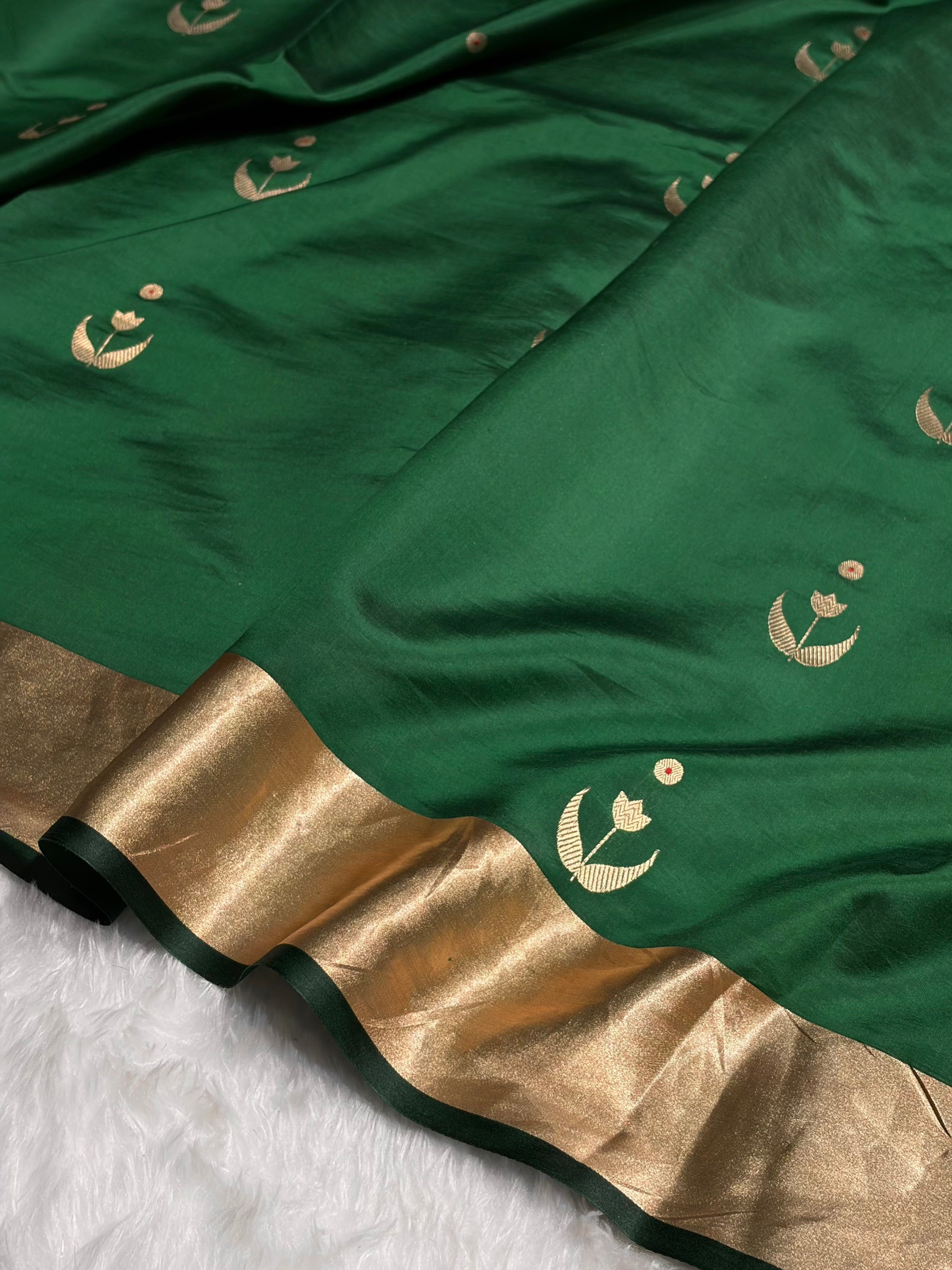 Bottle Green Shades Handwoven Pure Raw Mango Silk RM-53