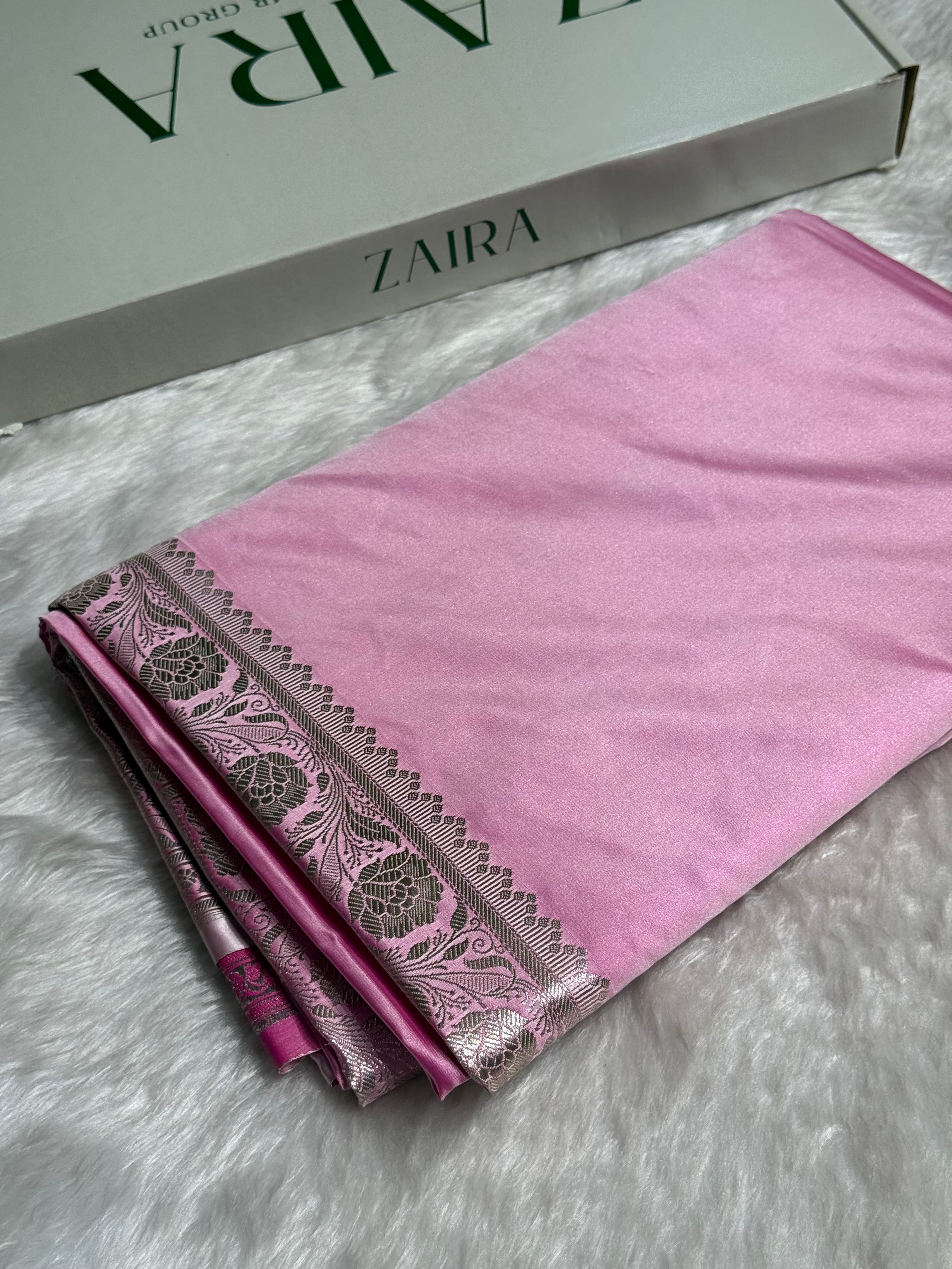 Blush Pink Shades Plain Mashru Silk Saree