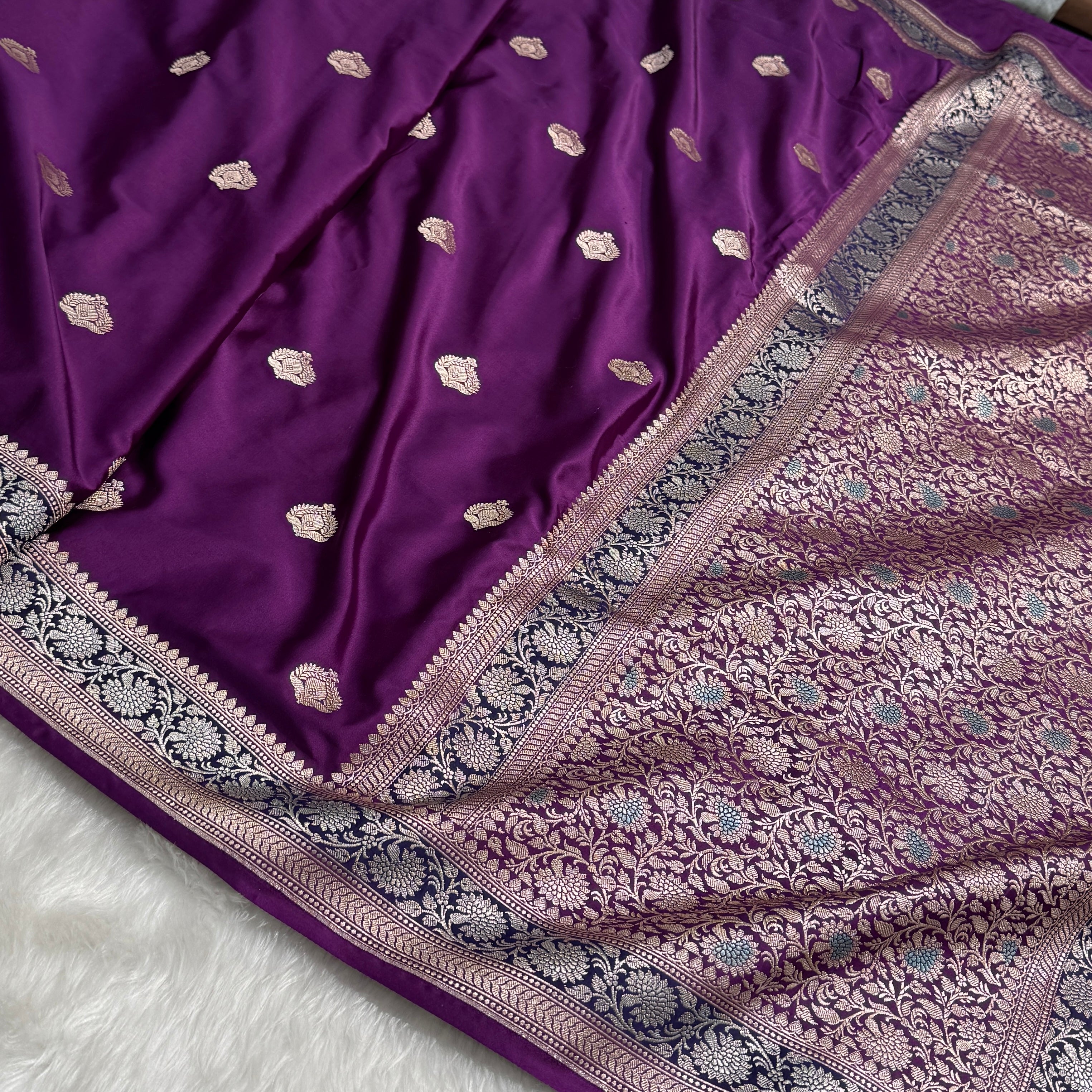 Purple Shades boota with Minakari Mashru Silk Saree