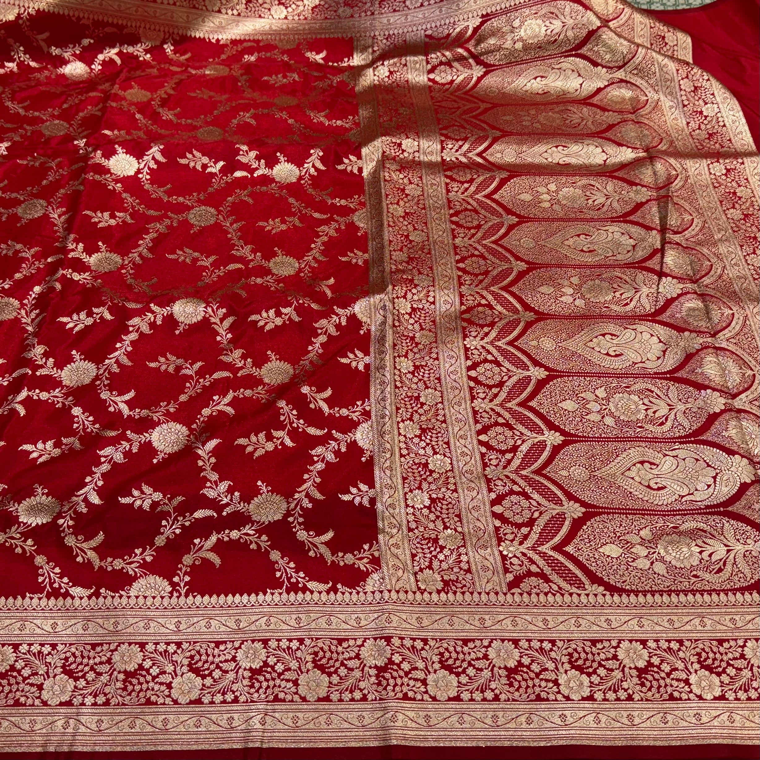 Light Weight Bridal Red Satin Silk Saree SS14