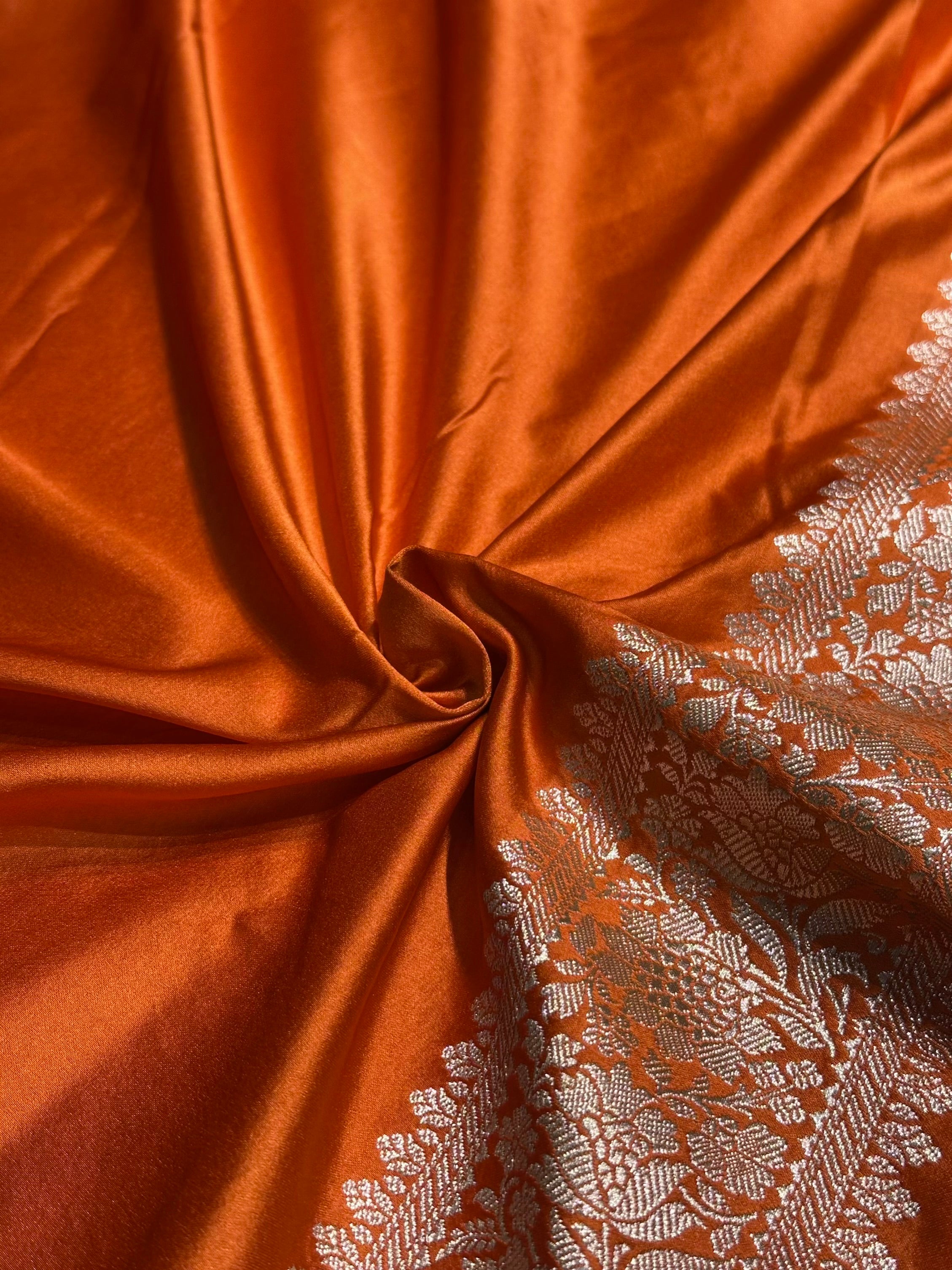 Rust Orange Shades Booti Mashru Silk Saree MS67