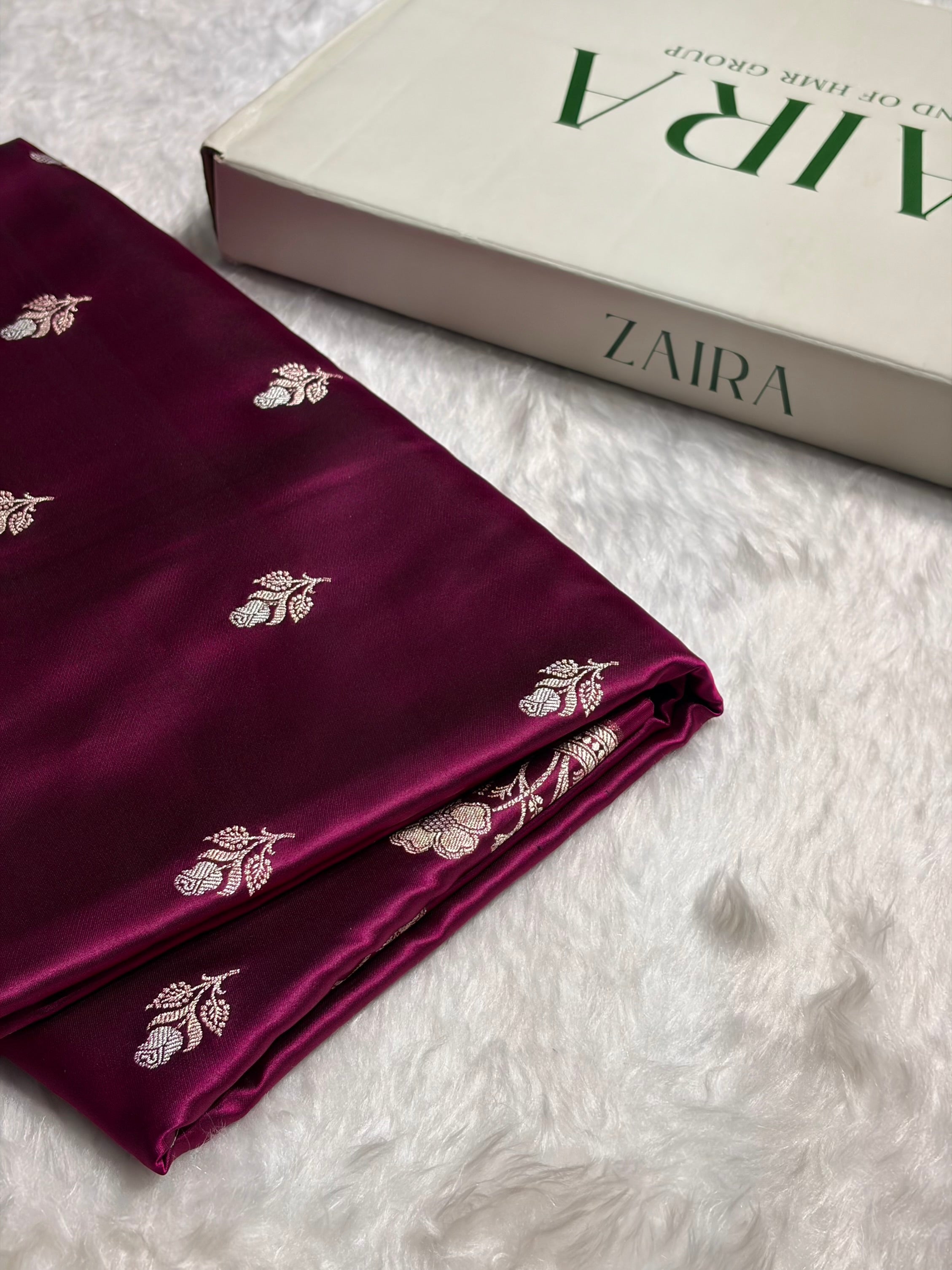 Wine Boota With Floral Border Mashru Silk Saree MSM-85