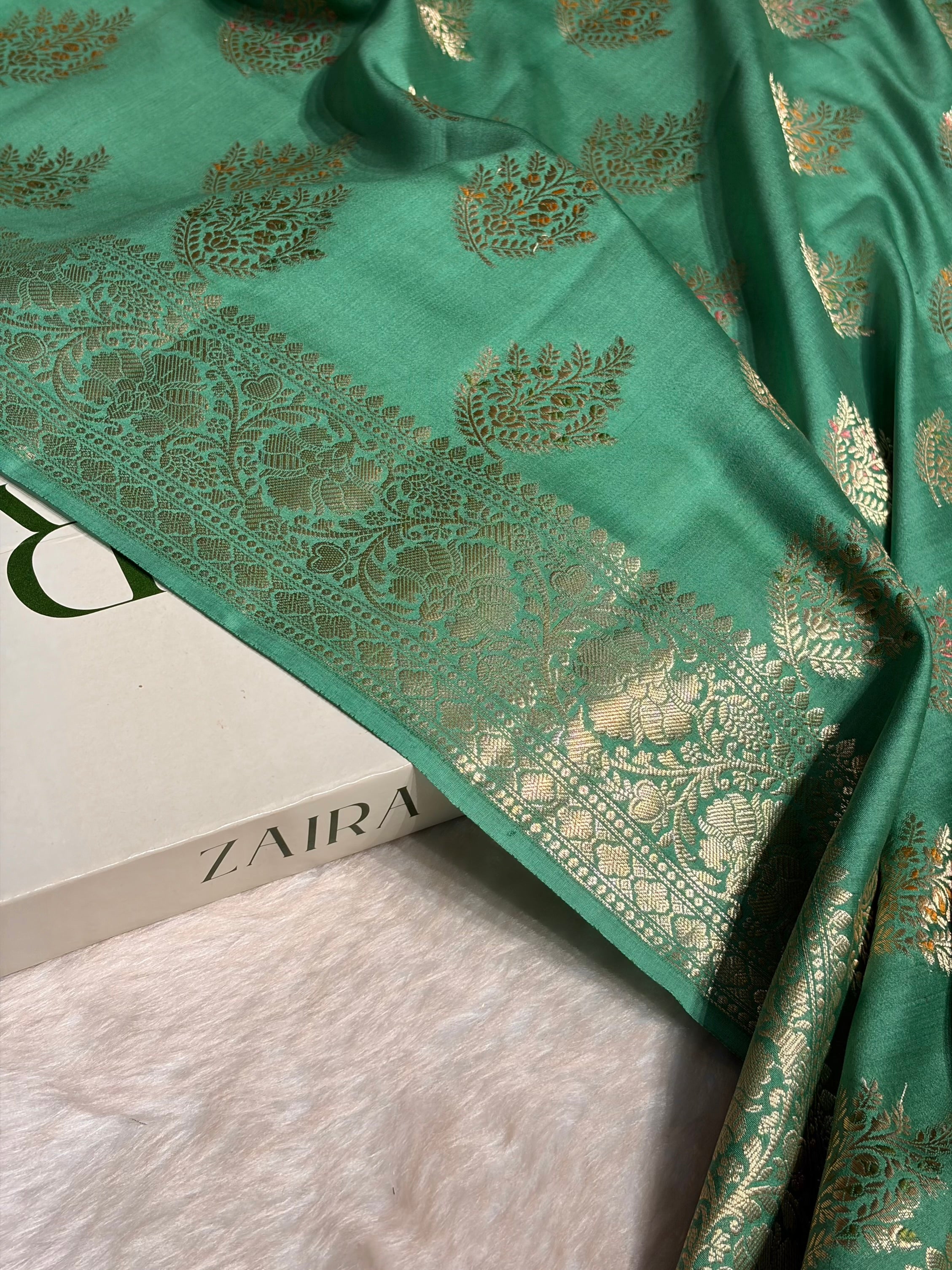 Minakari Sea Green Shades Pure Chiniya Silk CH-02