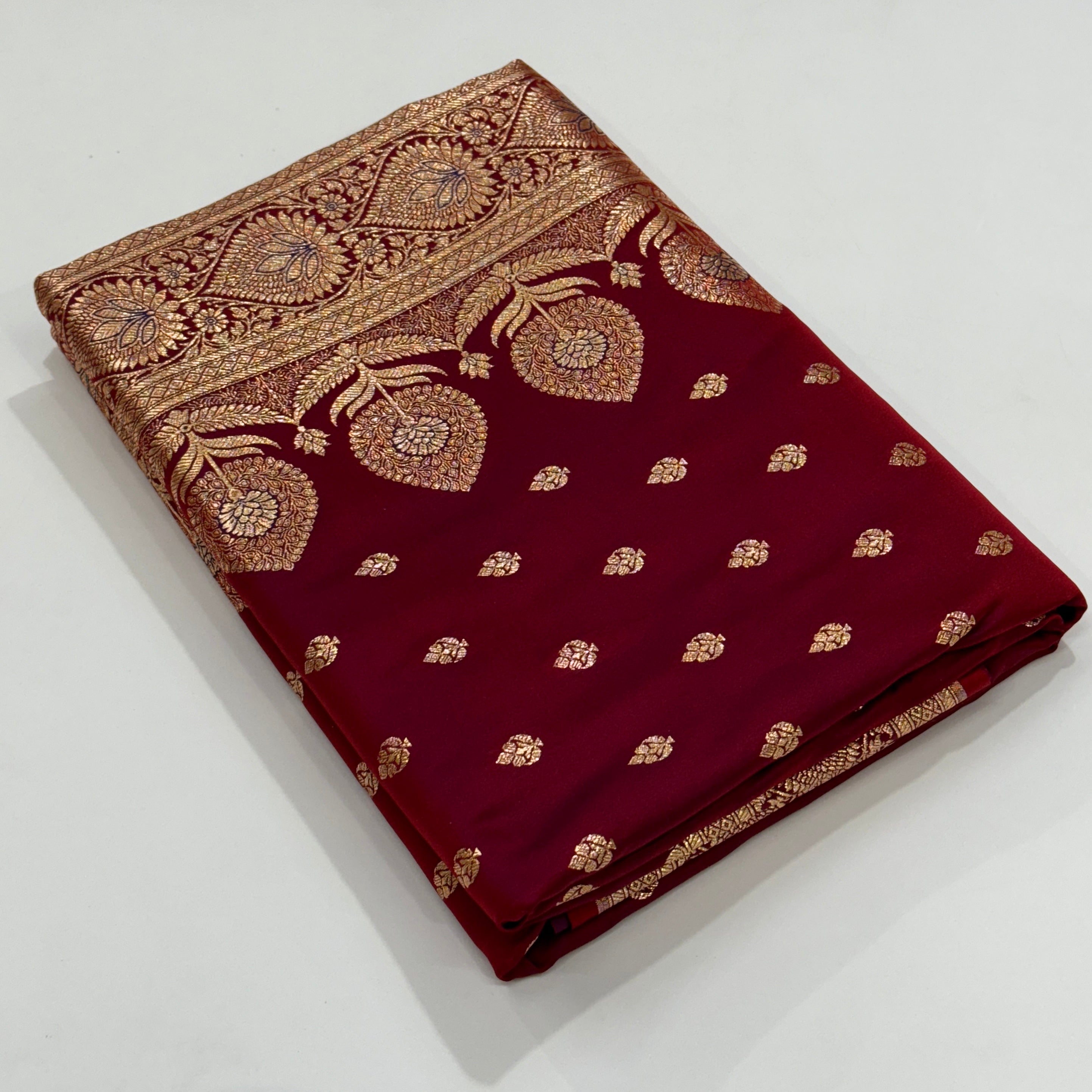 Magentic Red Booti Katan Silk Saree SK10