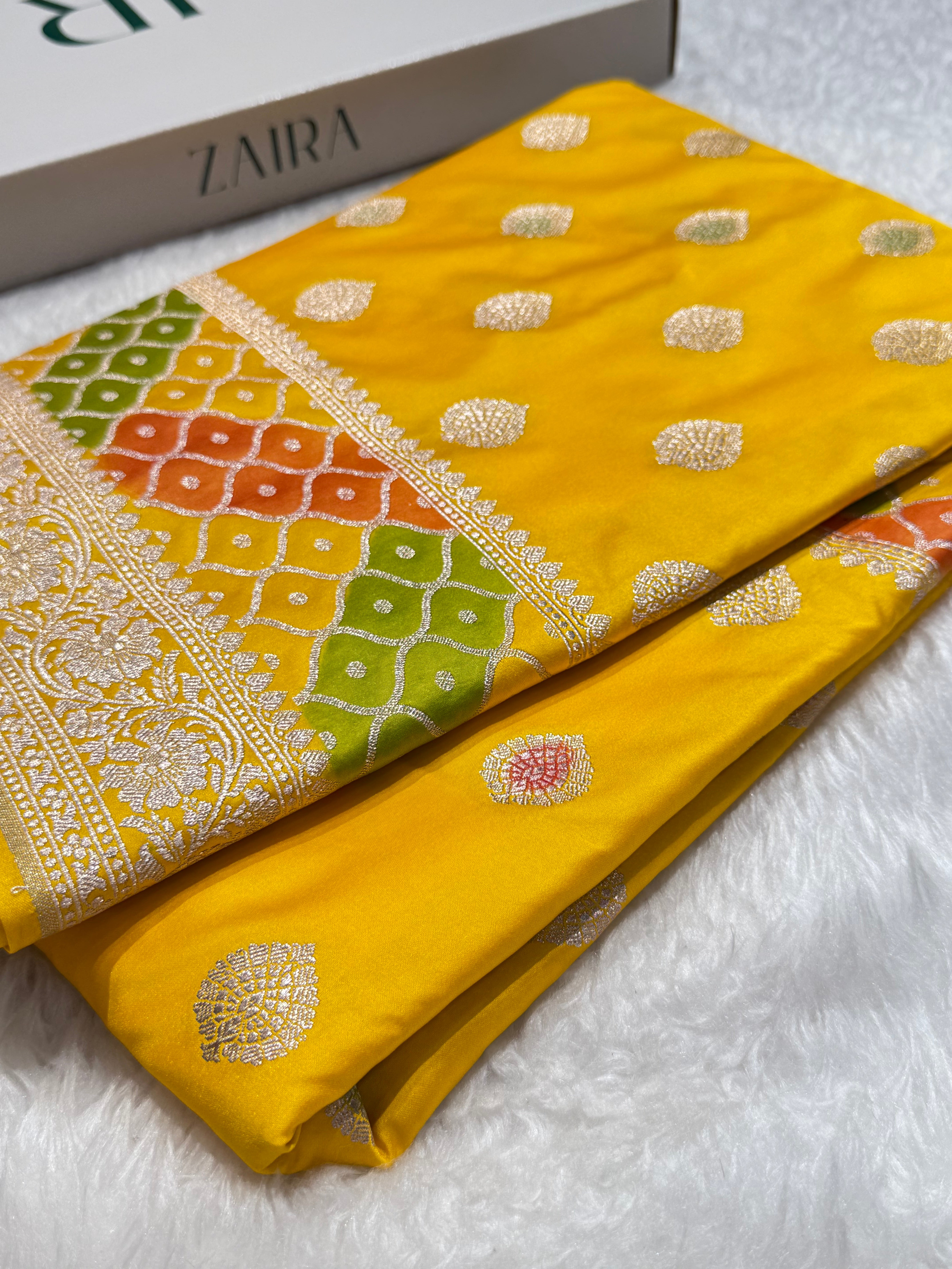 Yellow Rangkart Mashru Silk Saree