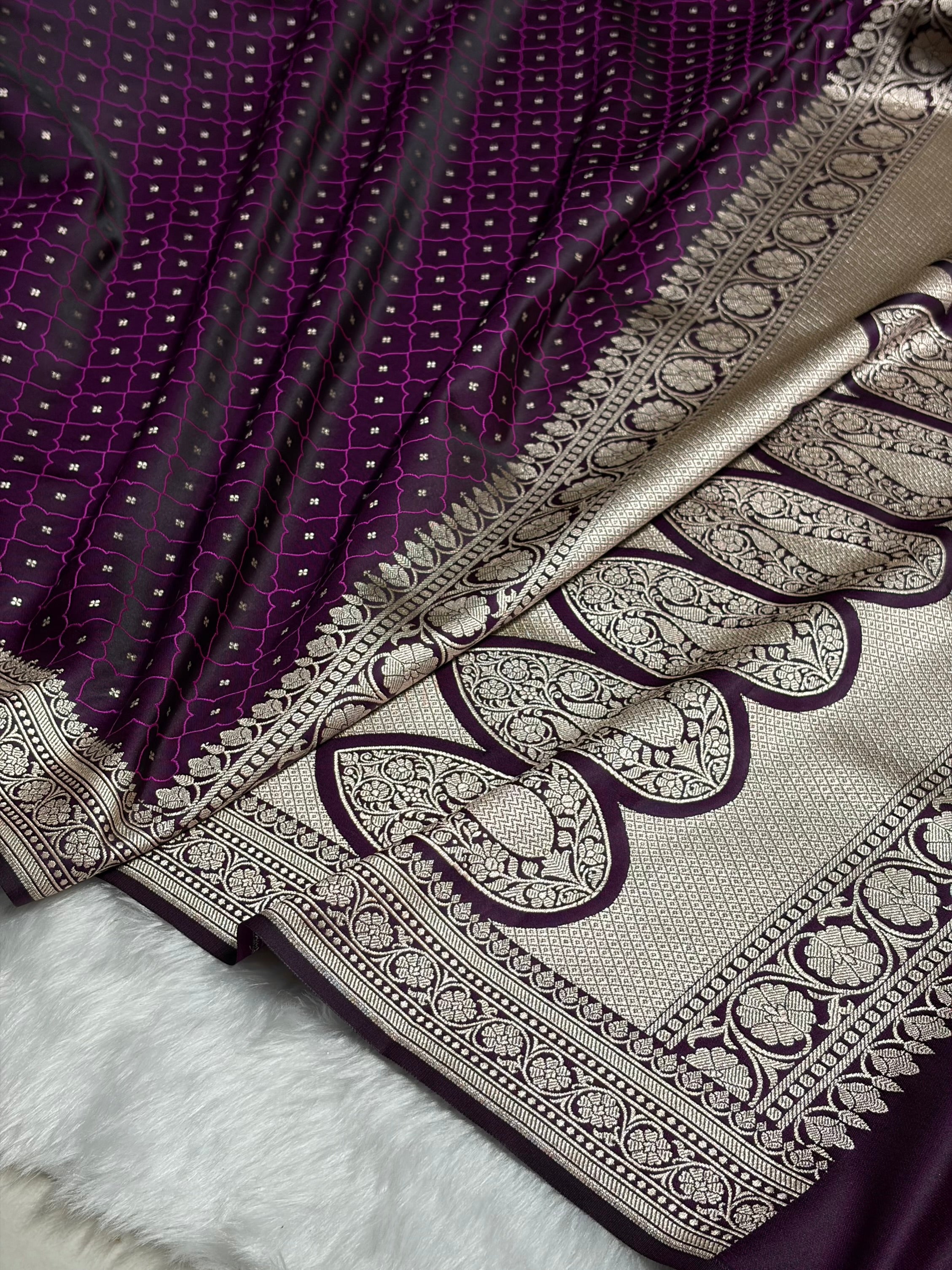 Dark Magenta Shades Tanchoi Motif Mashru Silk Saree MST-13