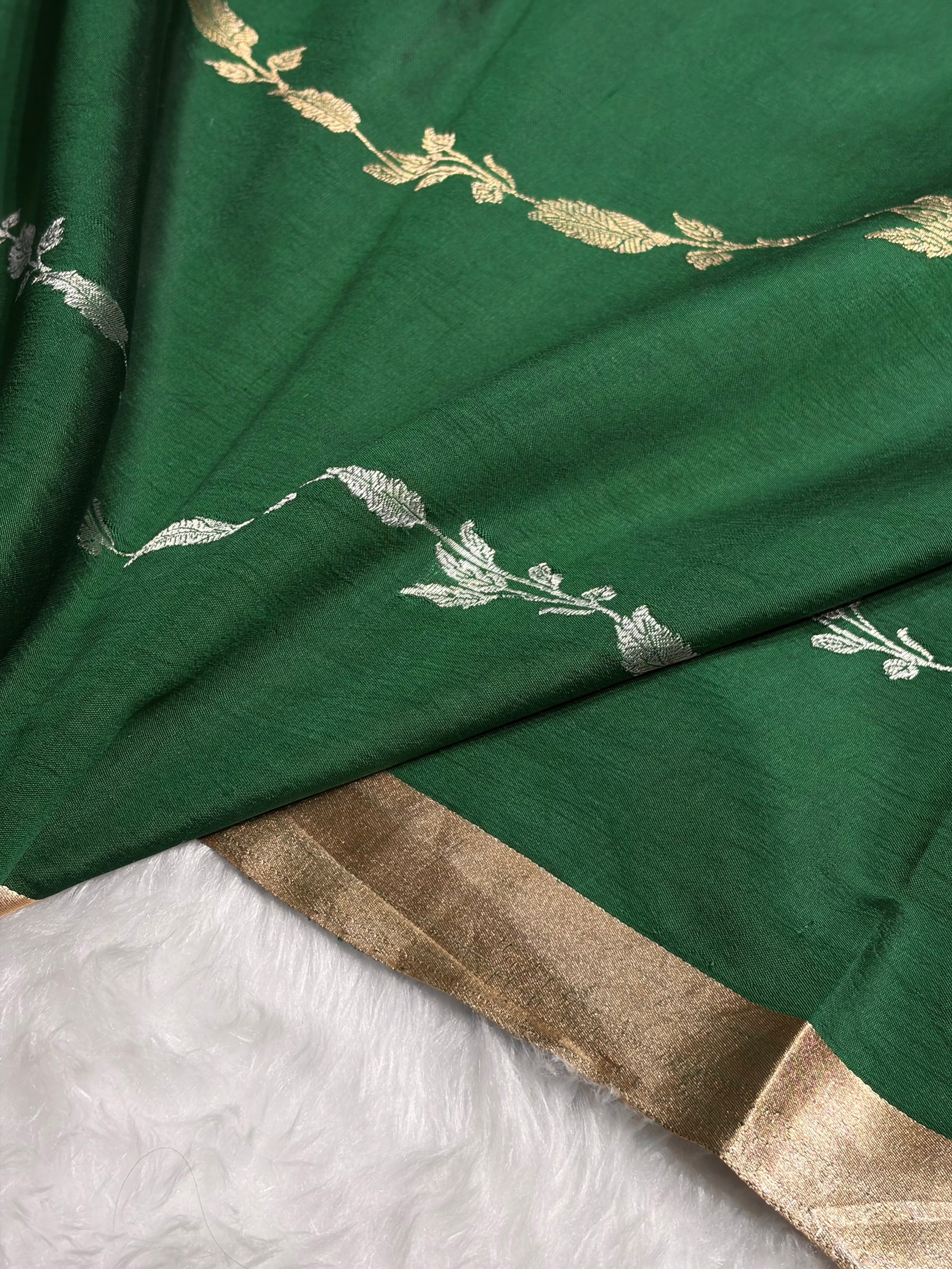 Bottle Green Shades Handwoven Pure Raw Mango Silk RM-39